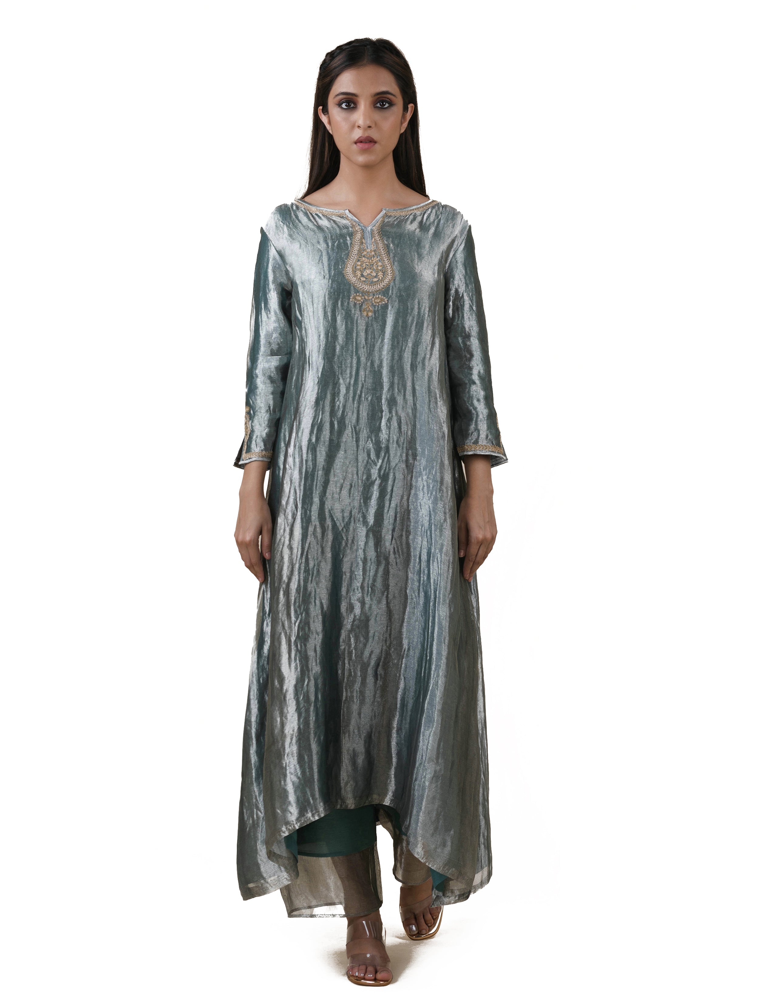 Blue Tissue - A-line Kurta Set
