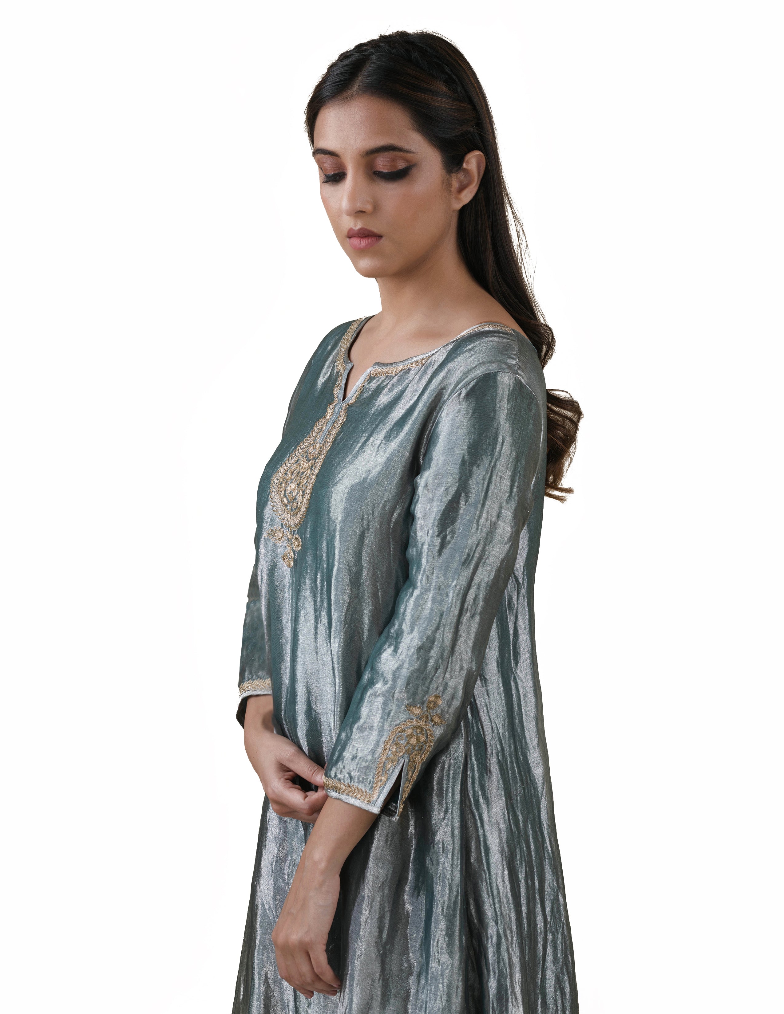 Blue Tissue - A-line Kurta Set