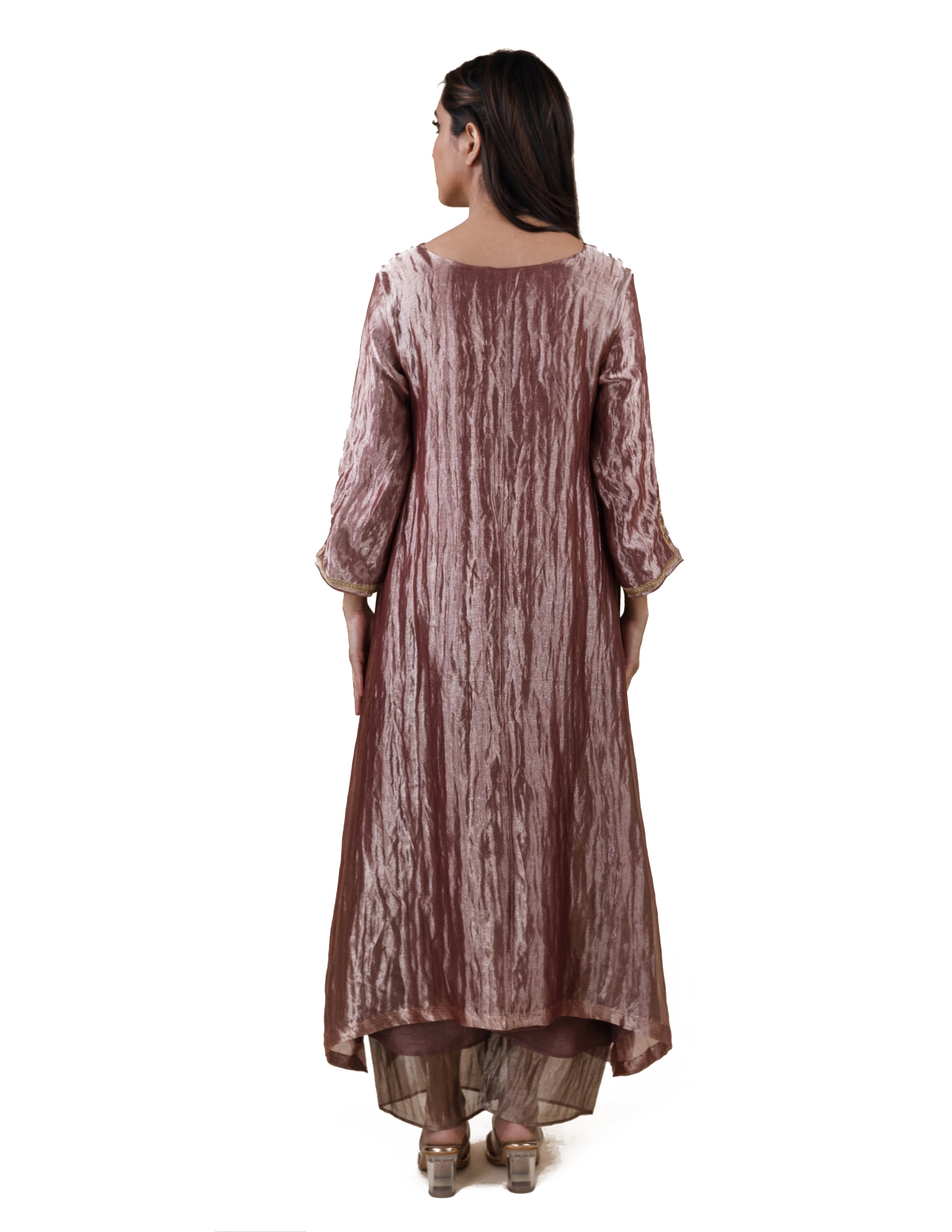 Light Brown Tissue - A-line Kurta Set