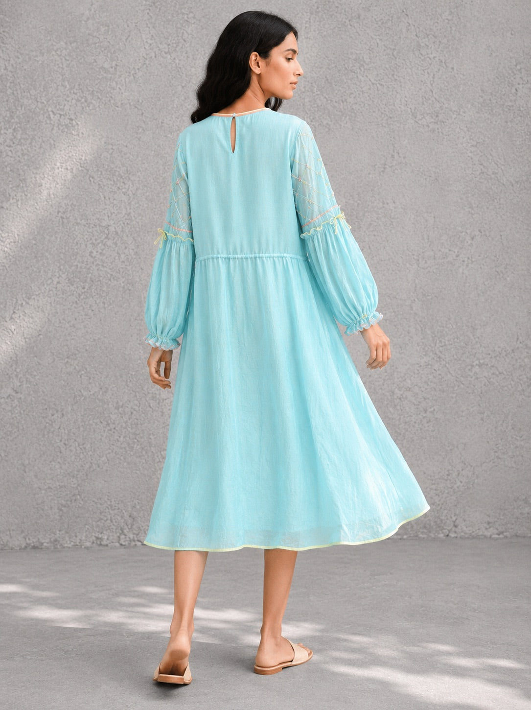Sky Blue Drawstring Dress