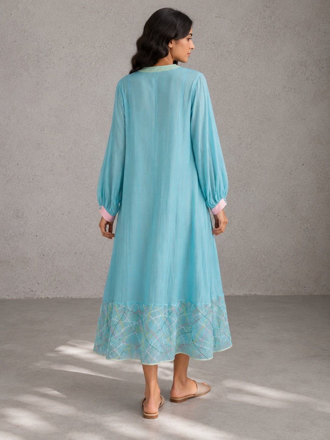 Sky Blue Panelled Dress