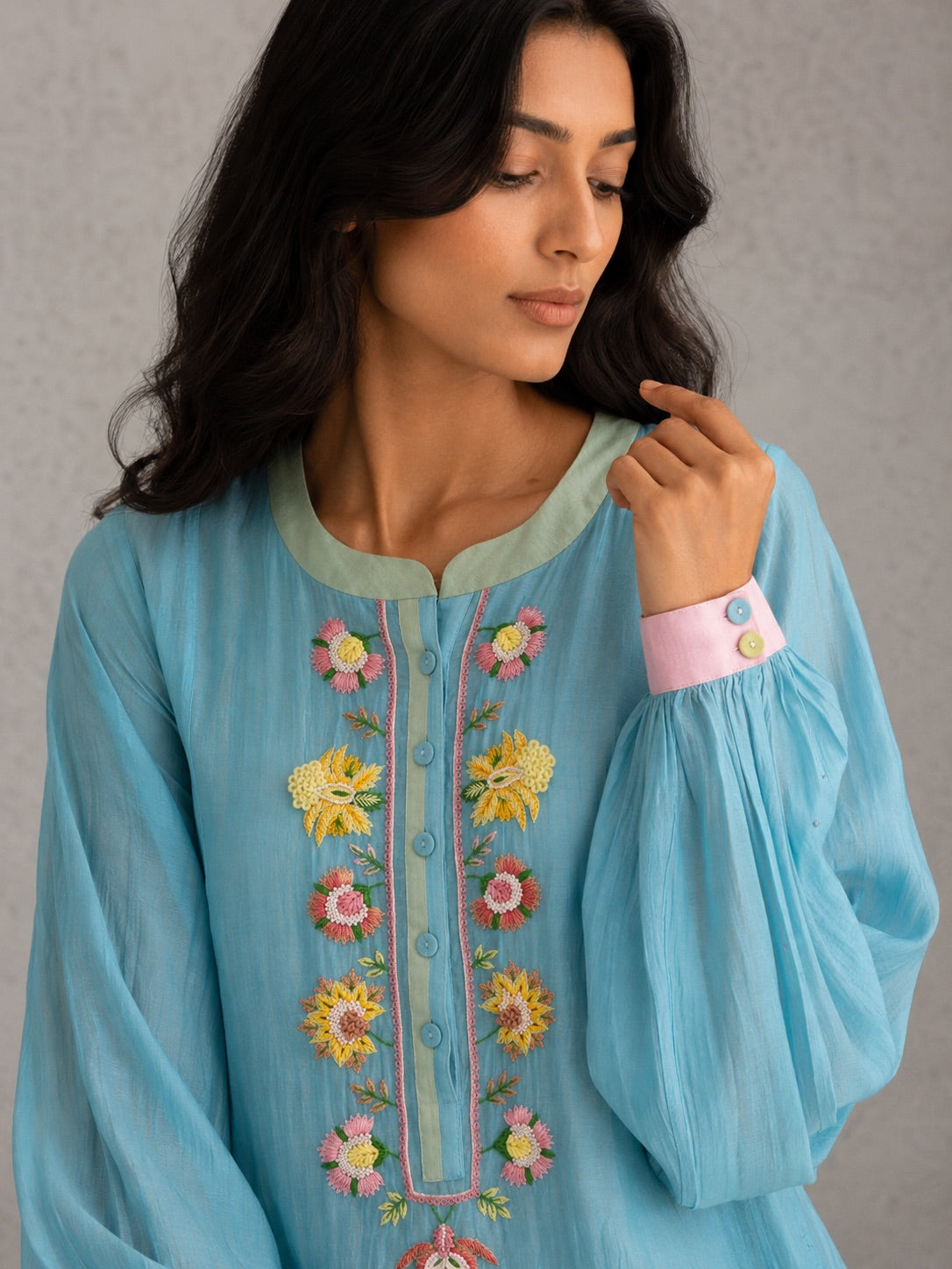 Sky Blue Panelled Dress