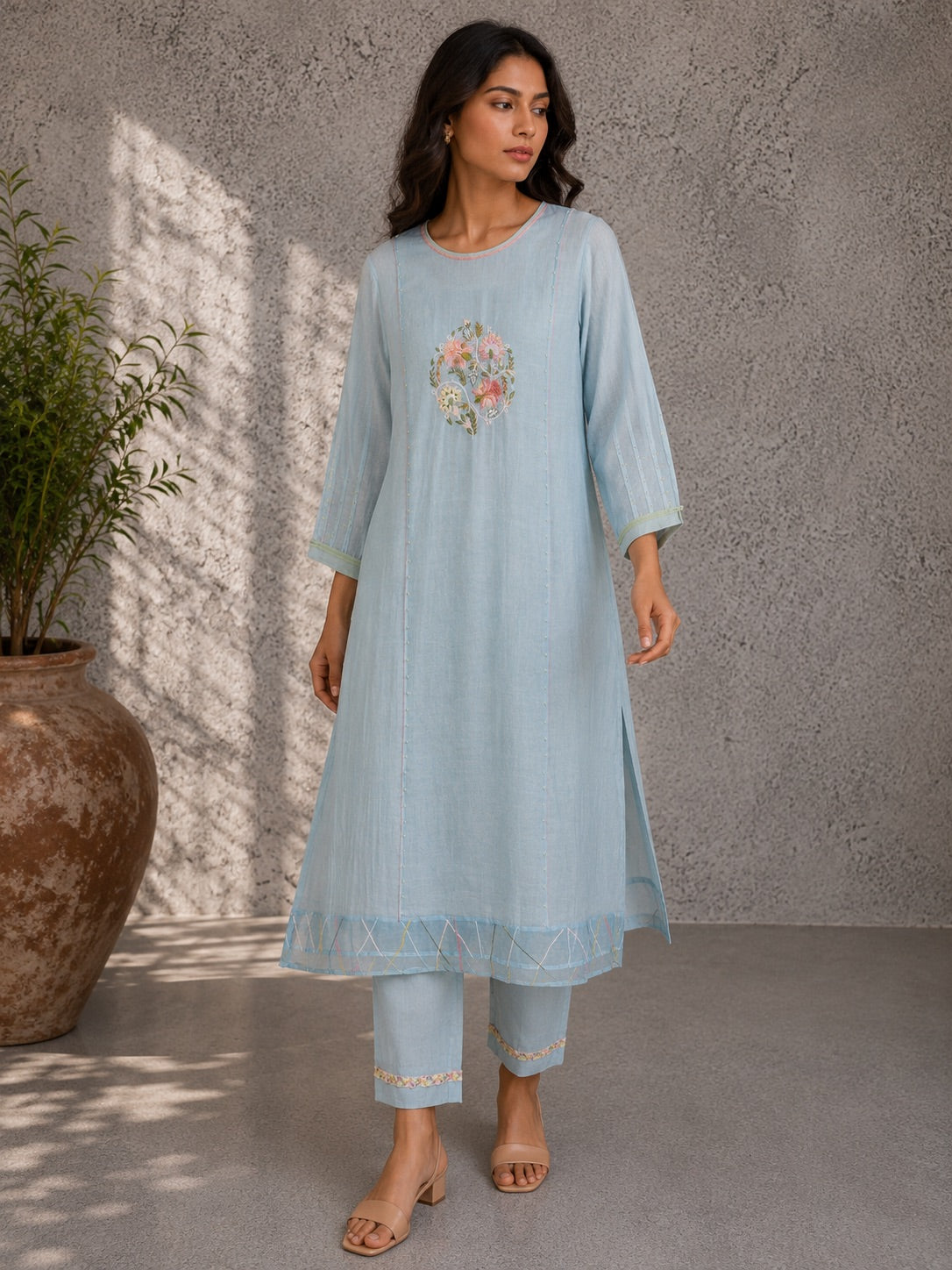 Ice Blue Kurta Set with Dupatta