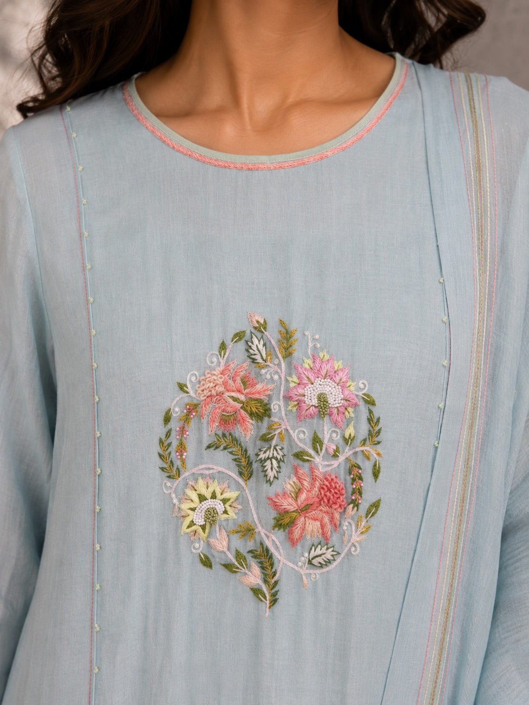Ice Blue Kurta Set with Dupatta