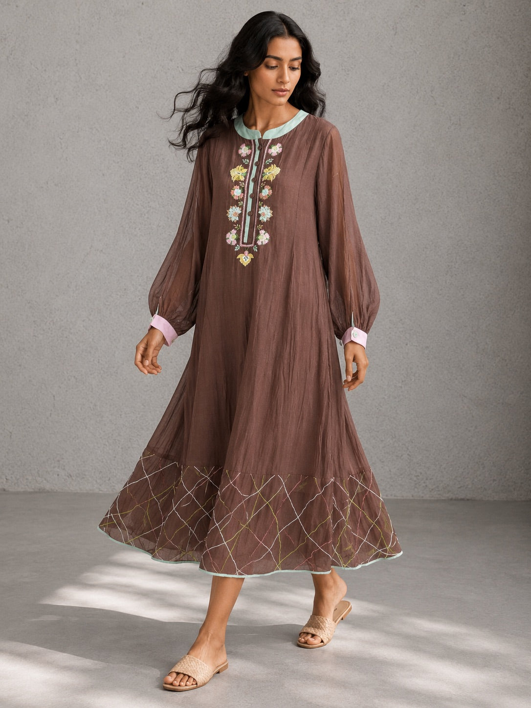 Mocha Brown Panelled Dress