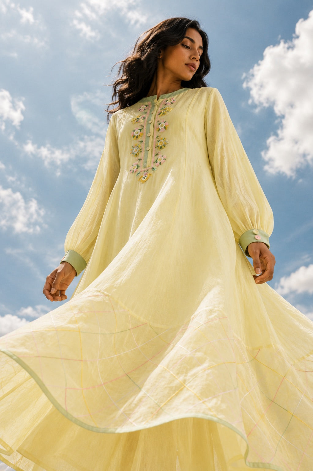 Butter Yellow Panelled Dress