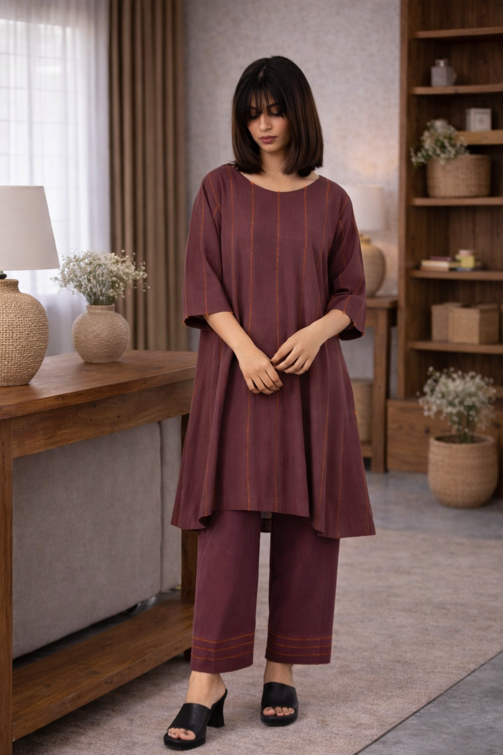 Chestnut Brown Tunic/Dress & Pants Set