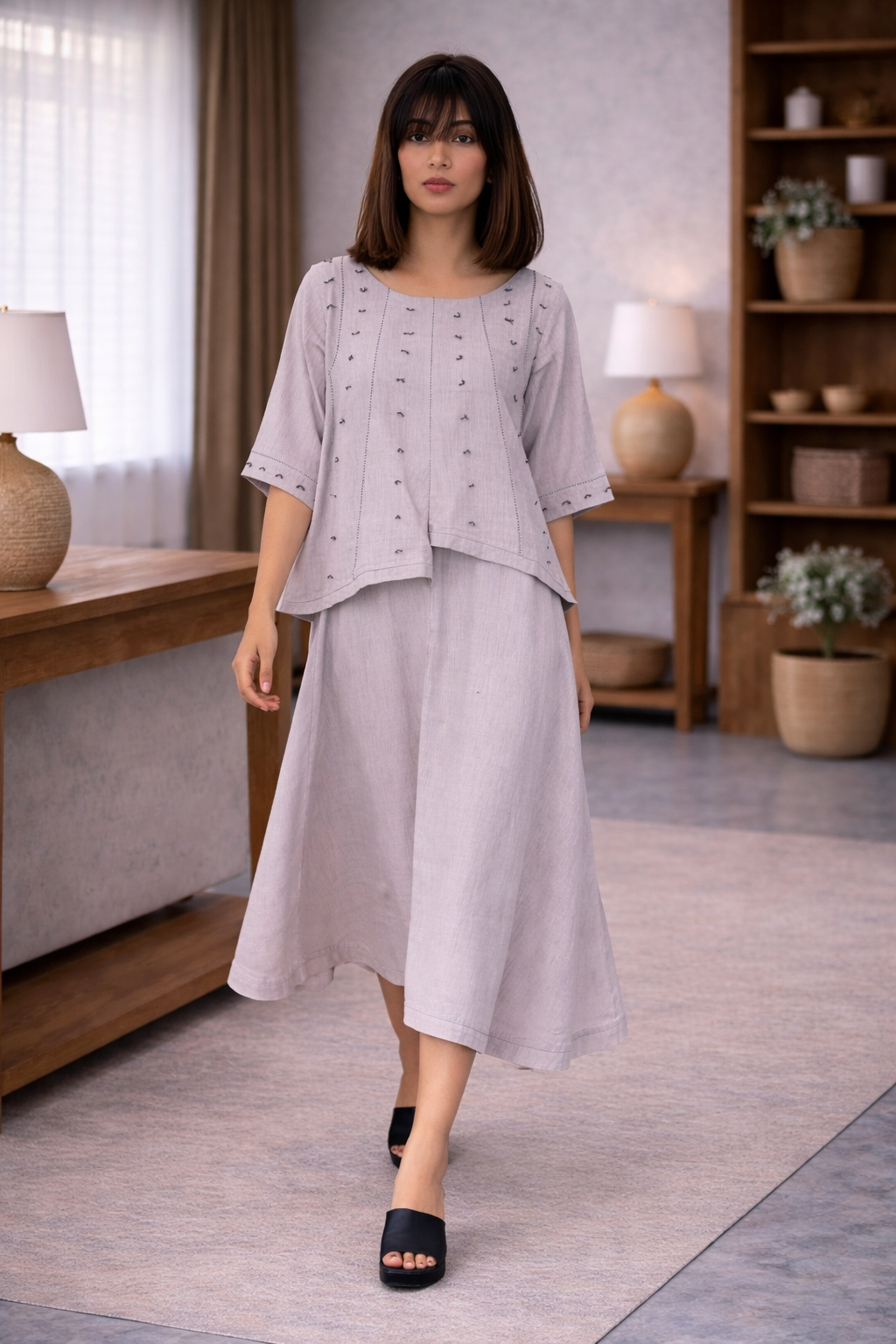 Chrome Grey Layered Dress