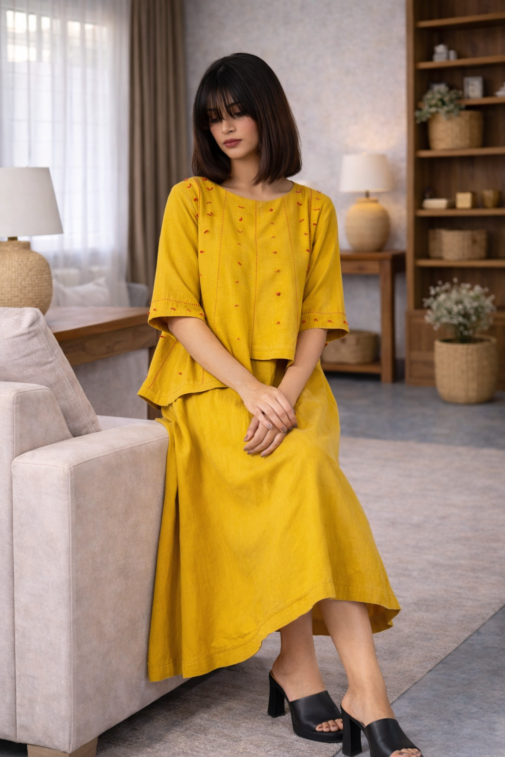 Corn Yellow Layered Dress