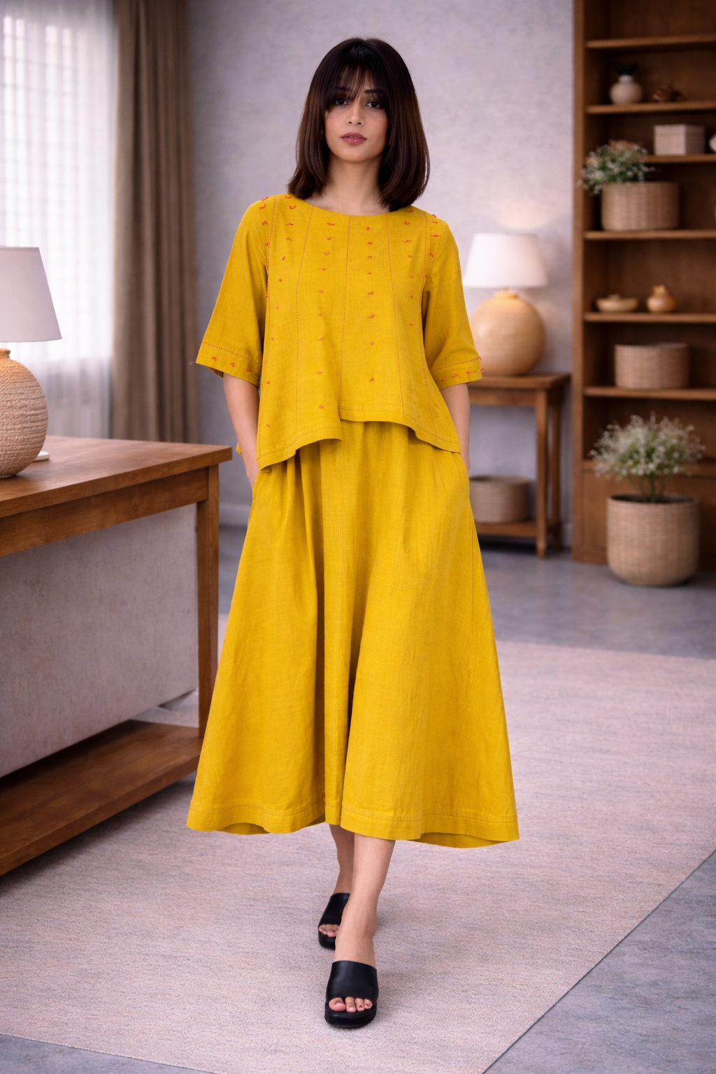 Corn Yellow Layered Dress