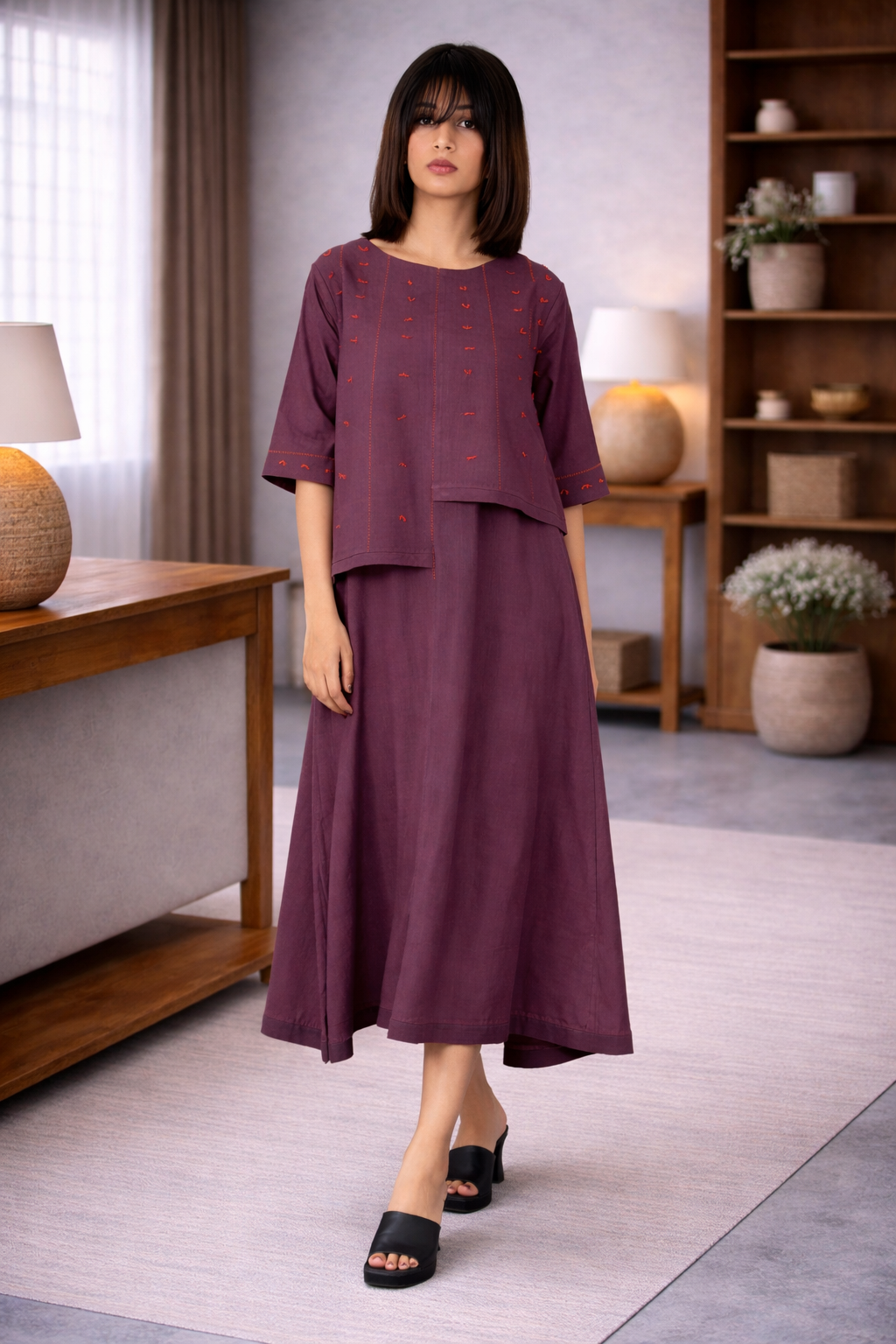 Chestnut Brown Layered Dress