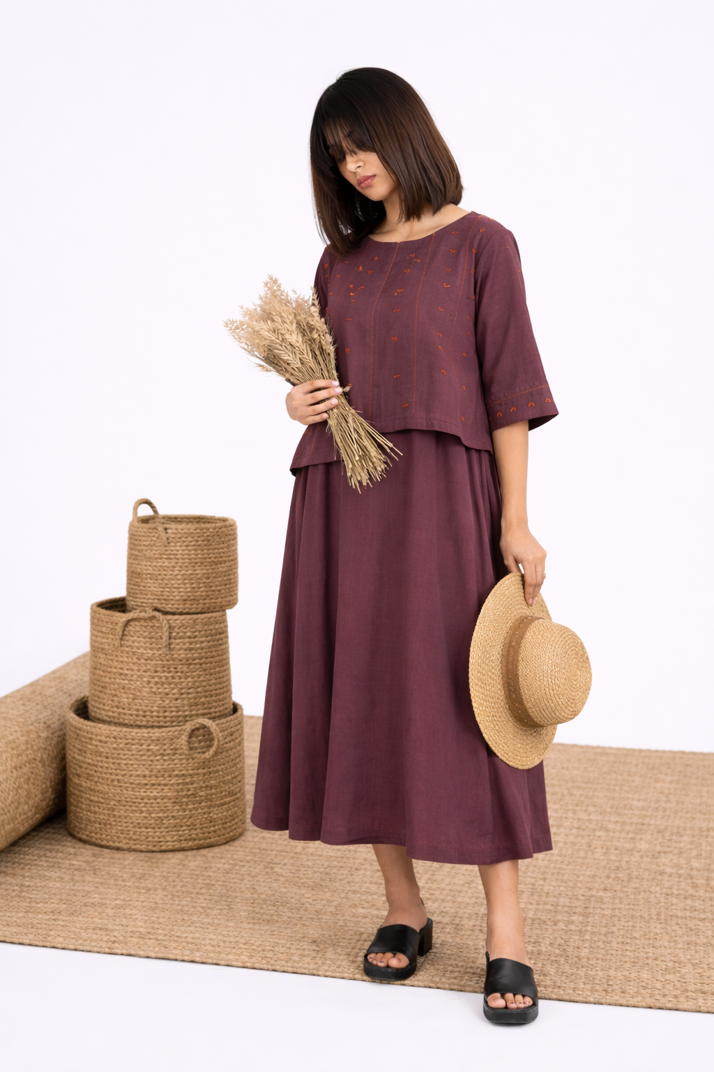 Chestnut Brown Layered Dress