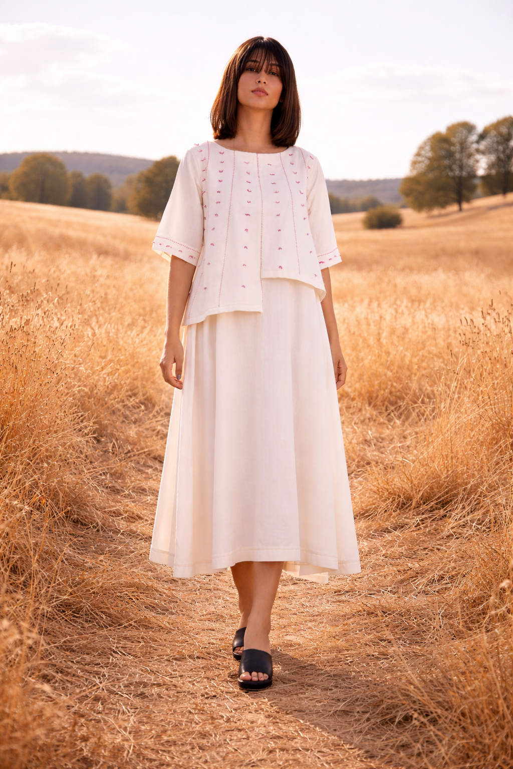 Cloud White Layered Dress