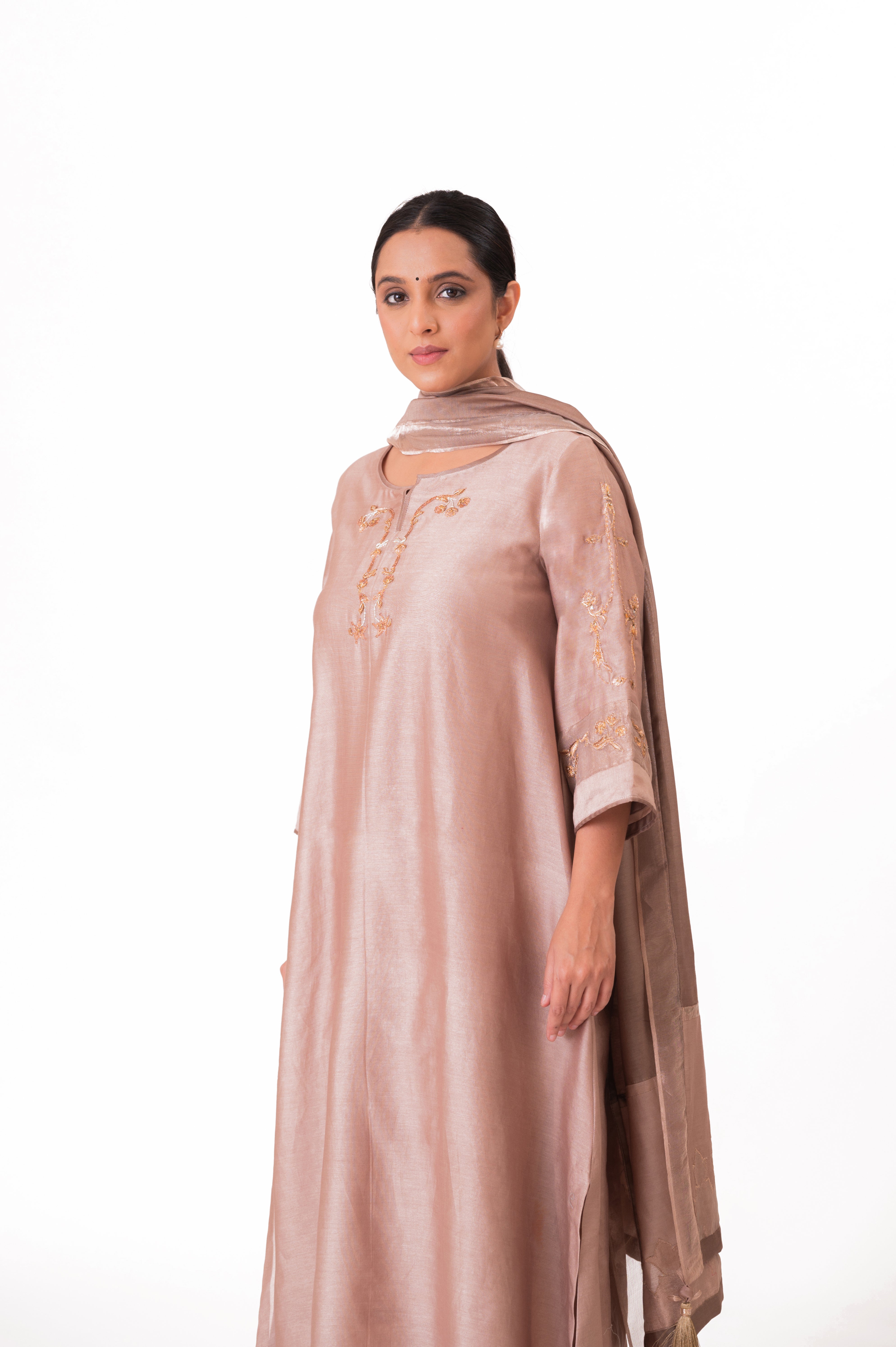 LILA - Ekru - Tissue Patch work Dupatta Kurta Set