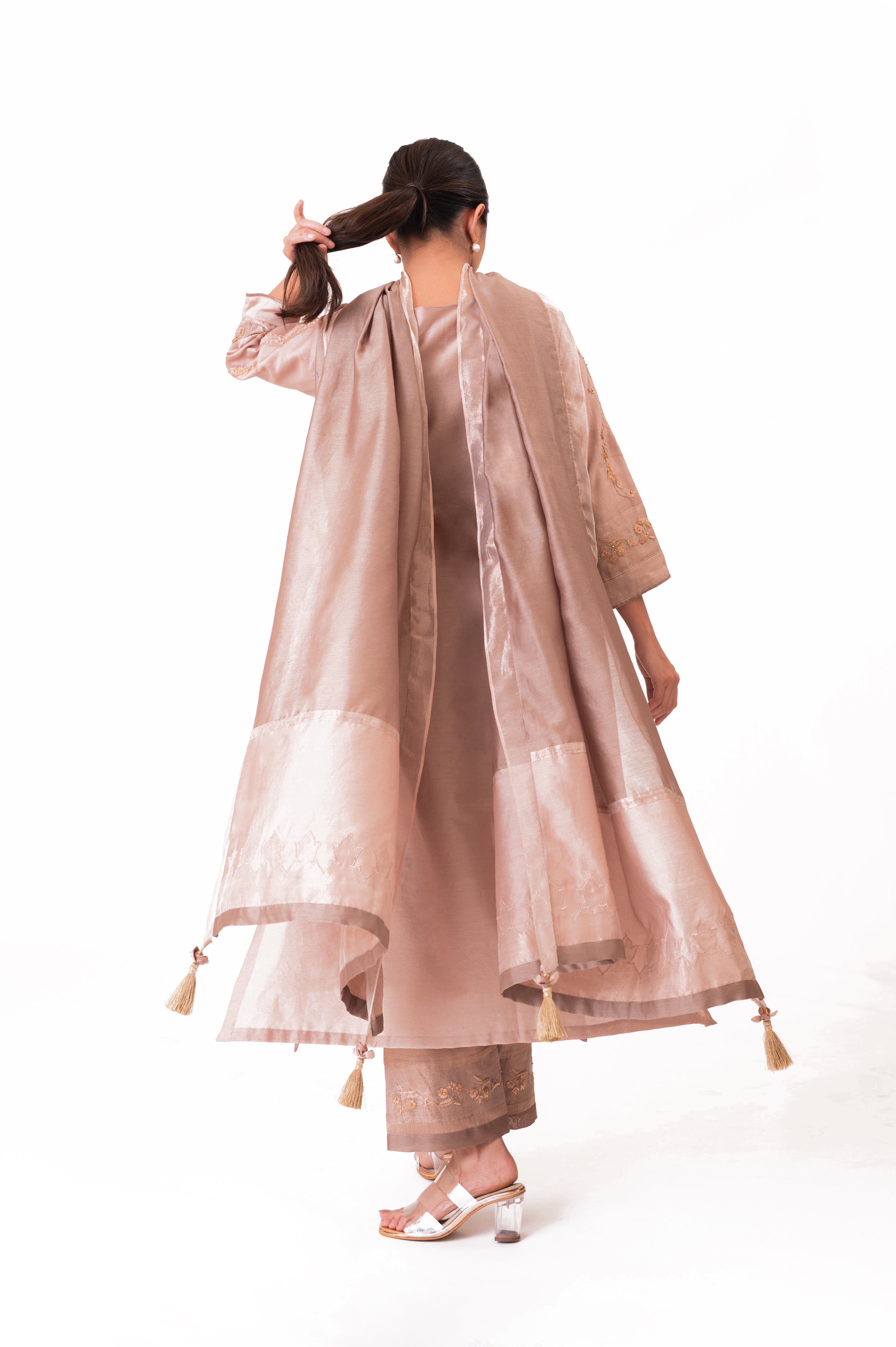 LILA - Ekru - Tissue Patch work Dupatta Kurta Set