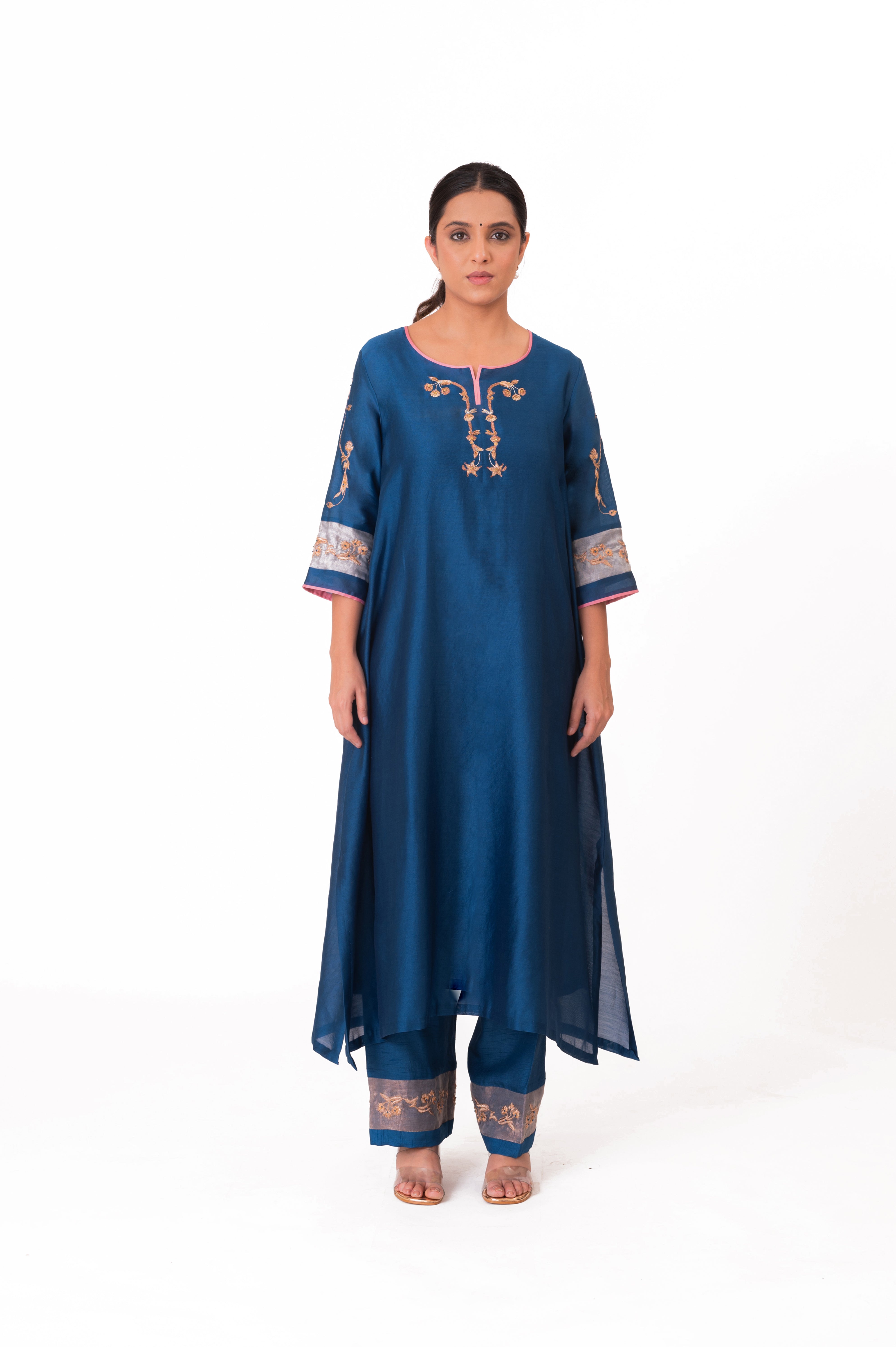 LILA - Royal Blue - Tissue Patch work Dupatta Kurta Set