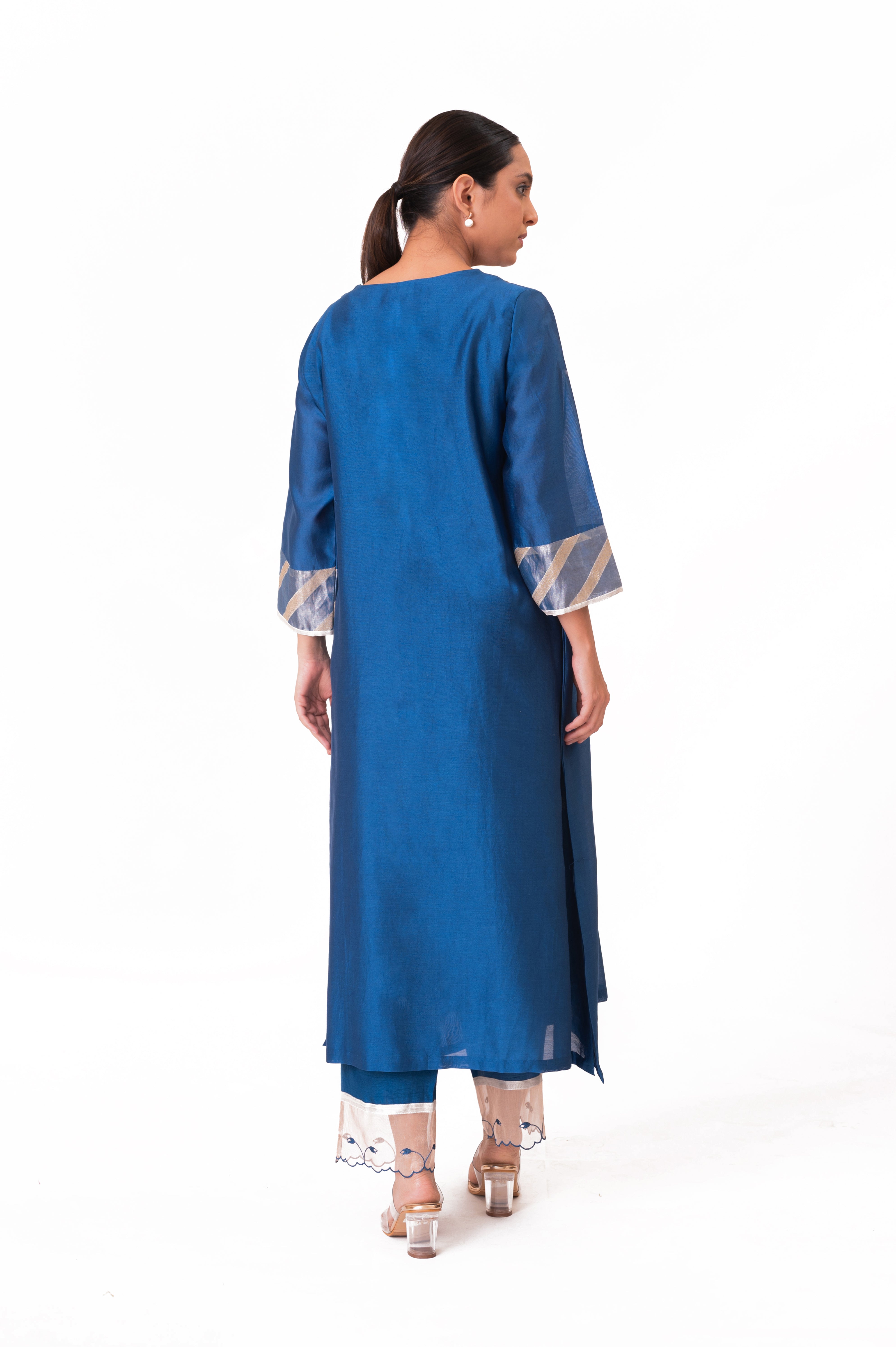 LILA - Royal Blue - Banarasi Yoke Kurta Set