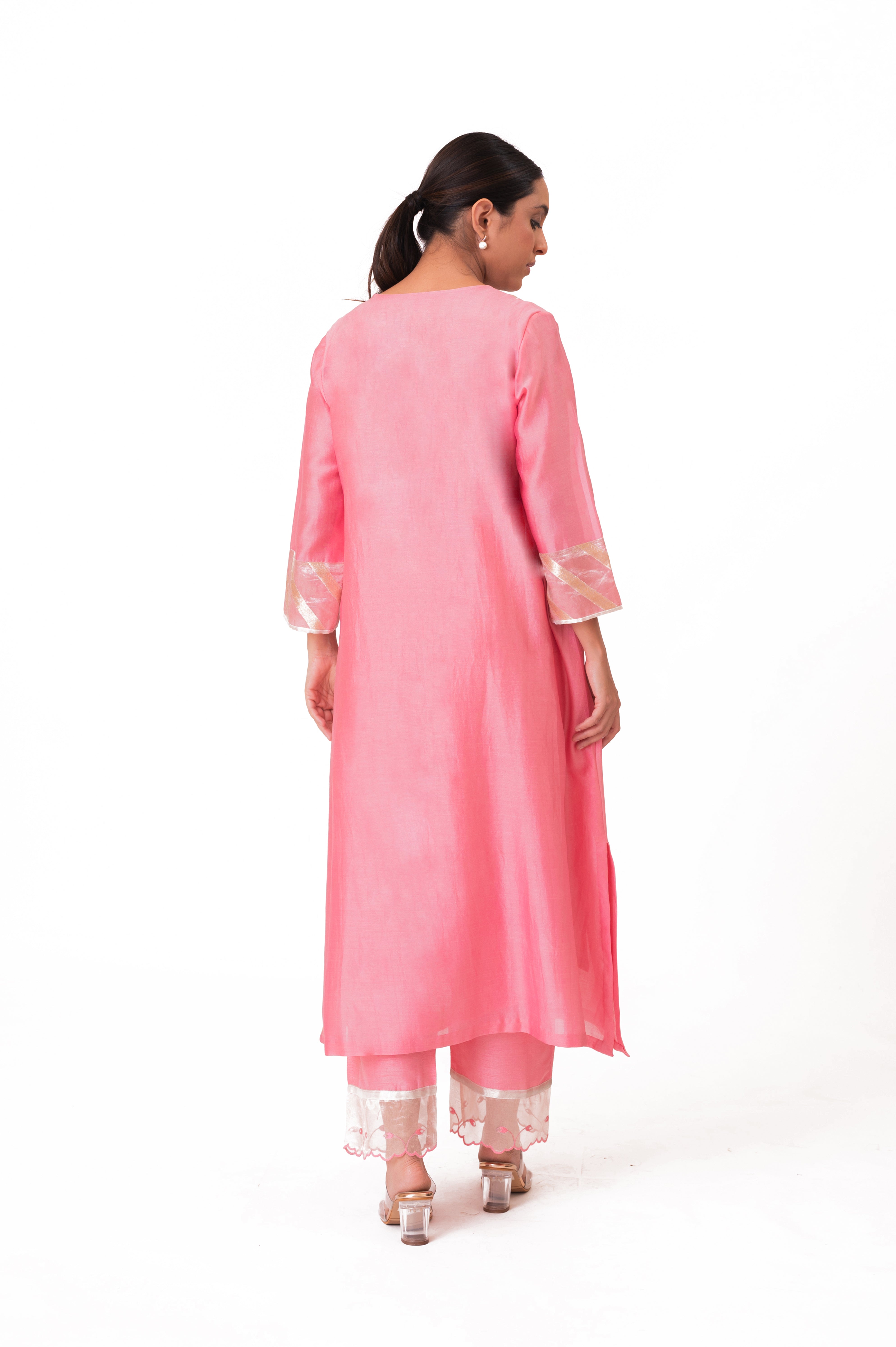 LILA - Lotus Pink - Banarasi Yoke Kurta Set