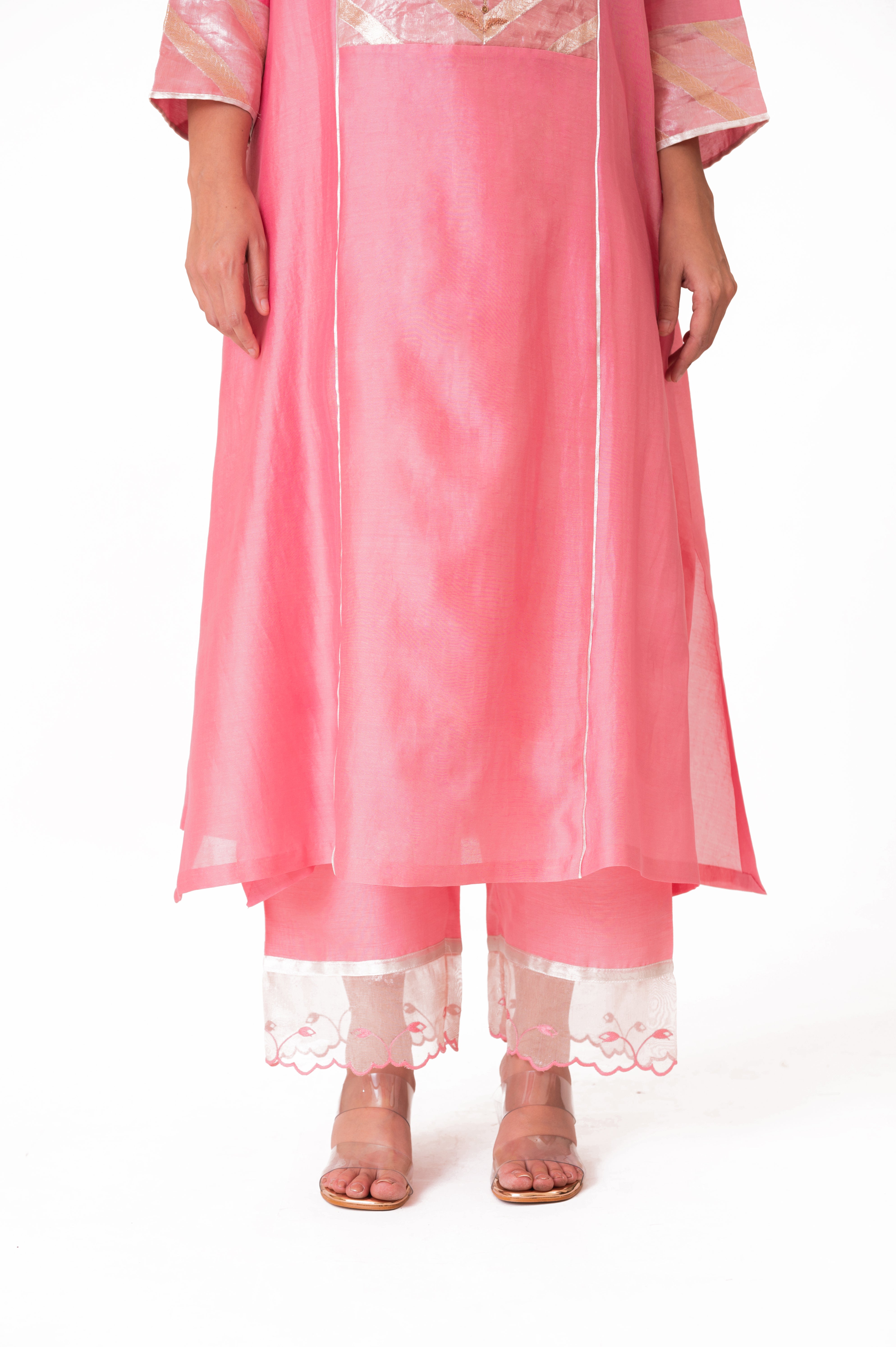 LILA - Lotus Pink - Banarasi Yoke Kurta Set