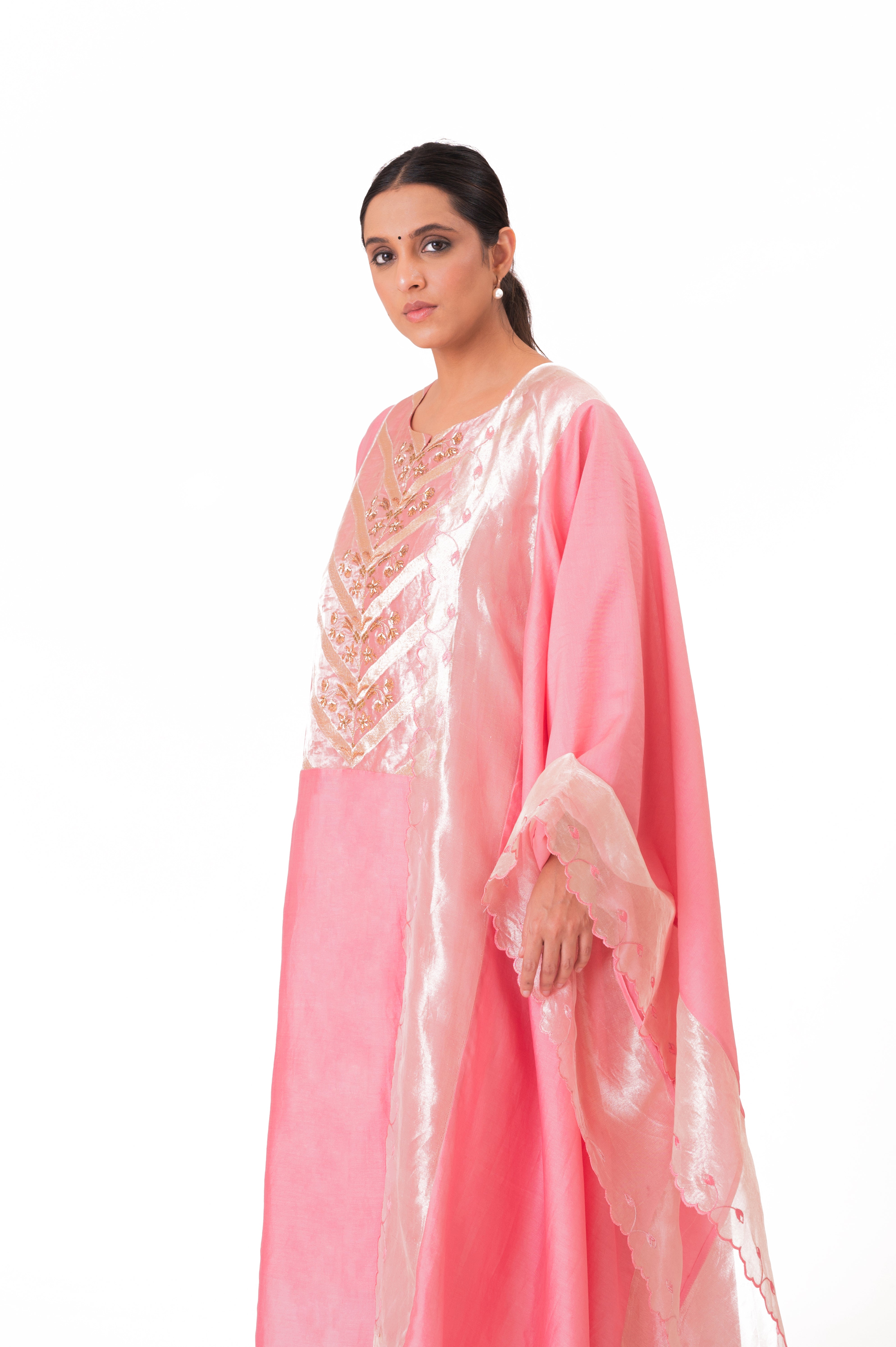 LILA - Lotus Pink - Banarasi Yoke Kurta Set