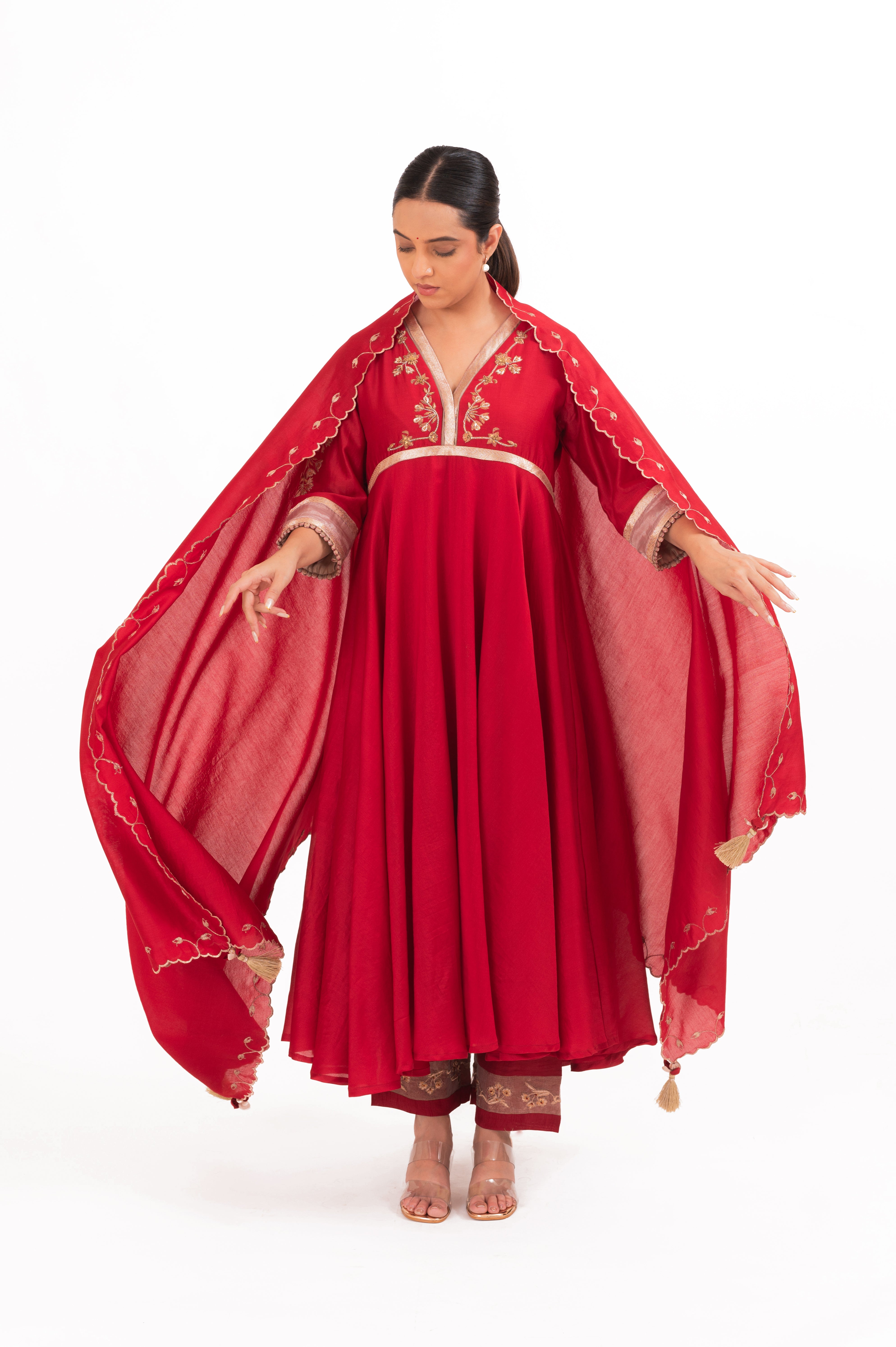 LILA - Crimson Red - Anarkali Set