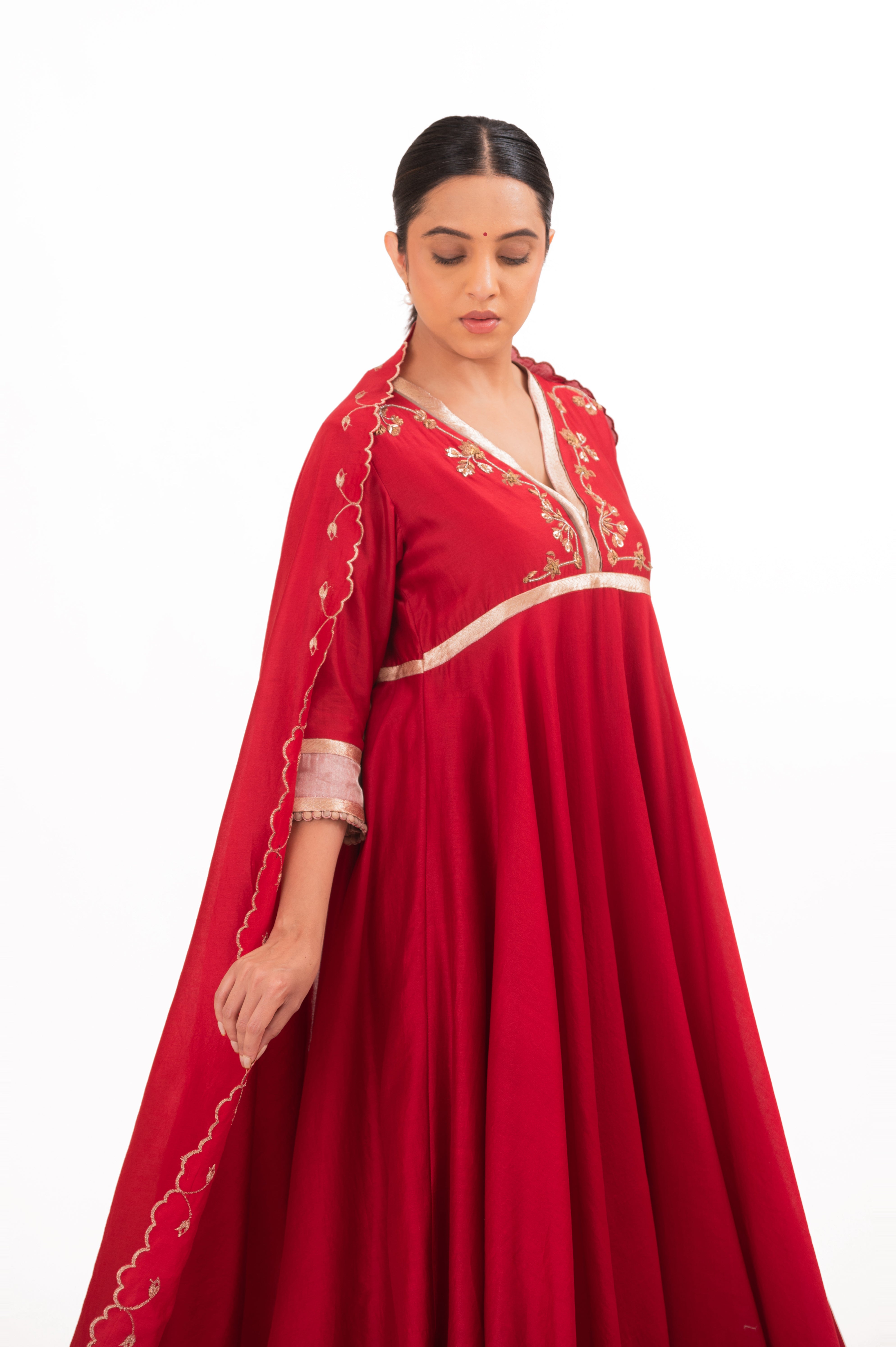 LILA - Crimson Red - Anarkali Set