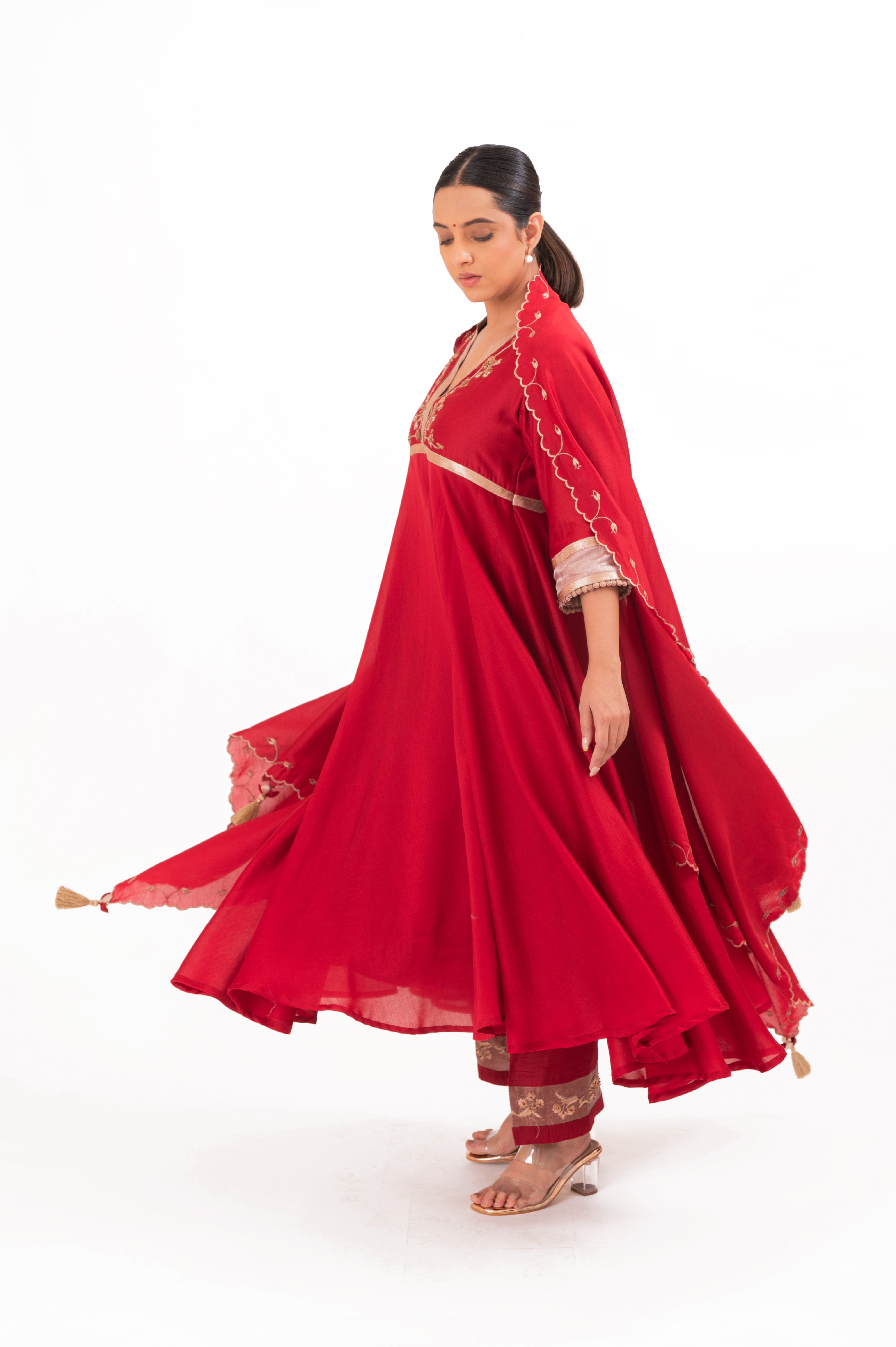 LILA - Crimson Red - Anarkali Set