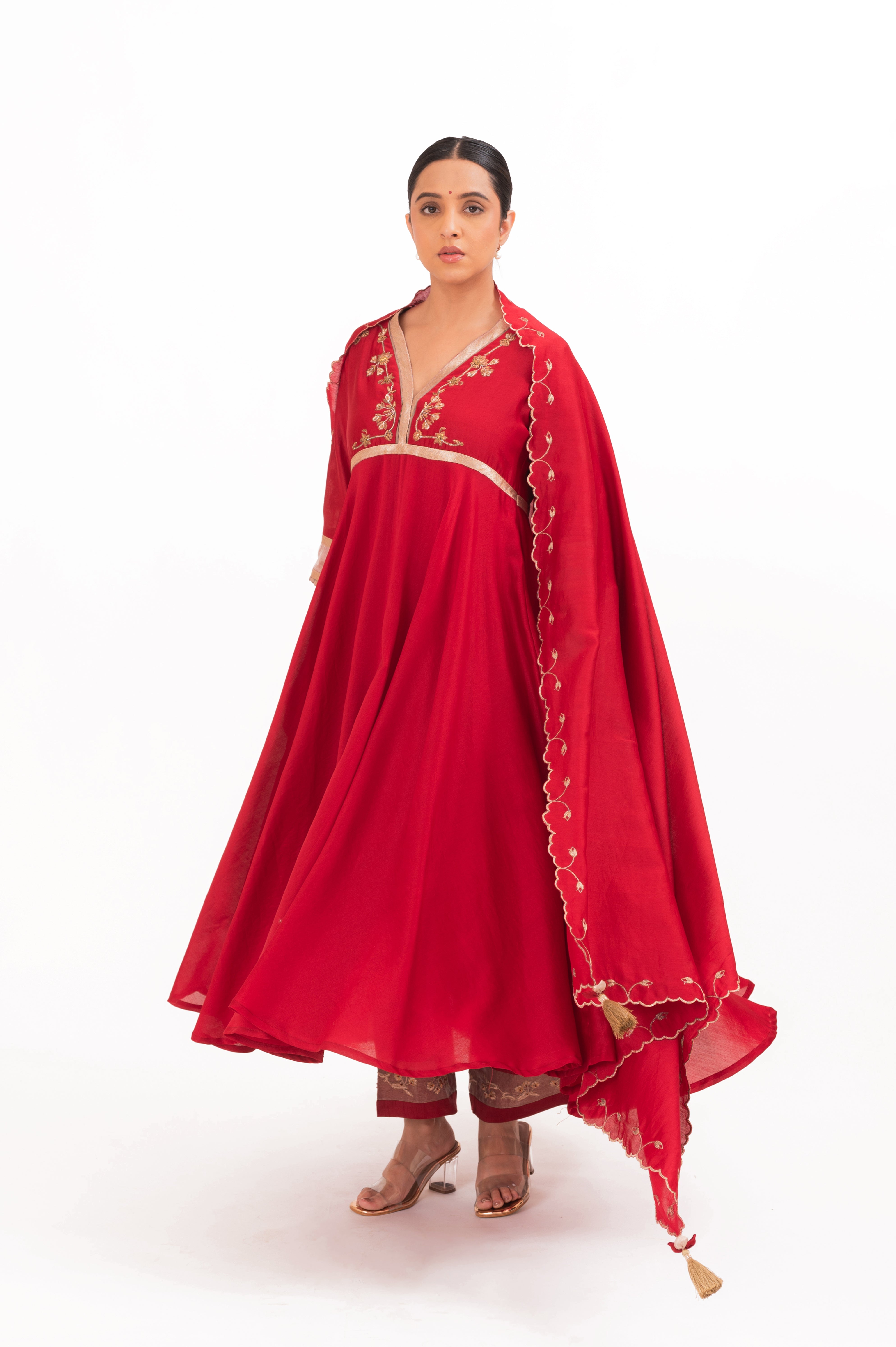 LILA - Crimson Red - Anarkali Set