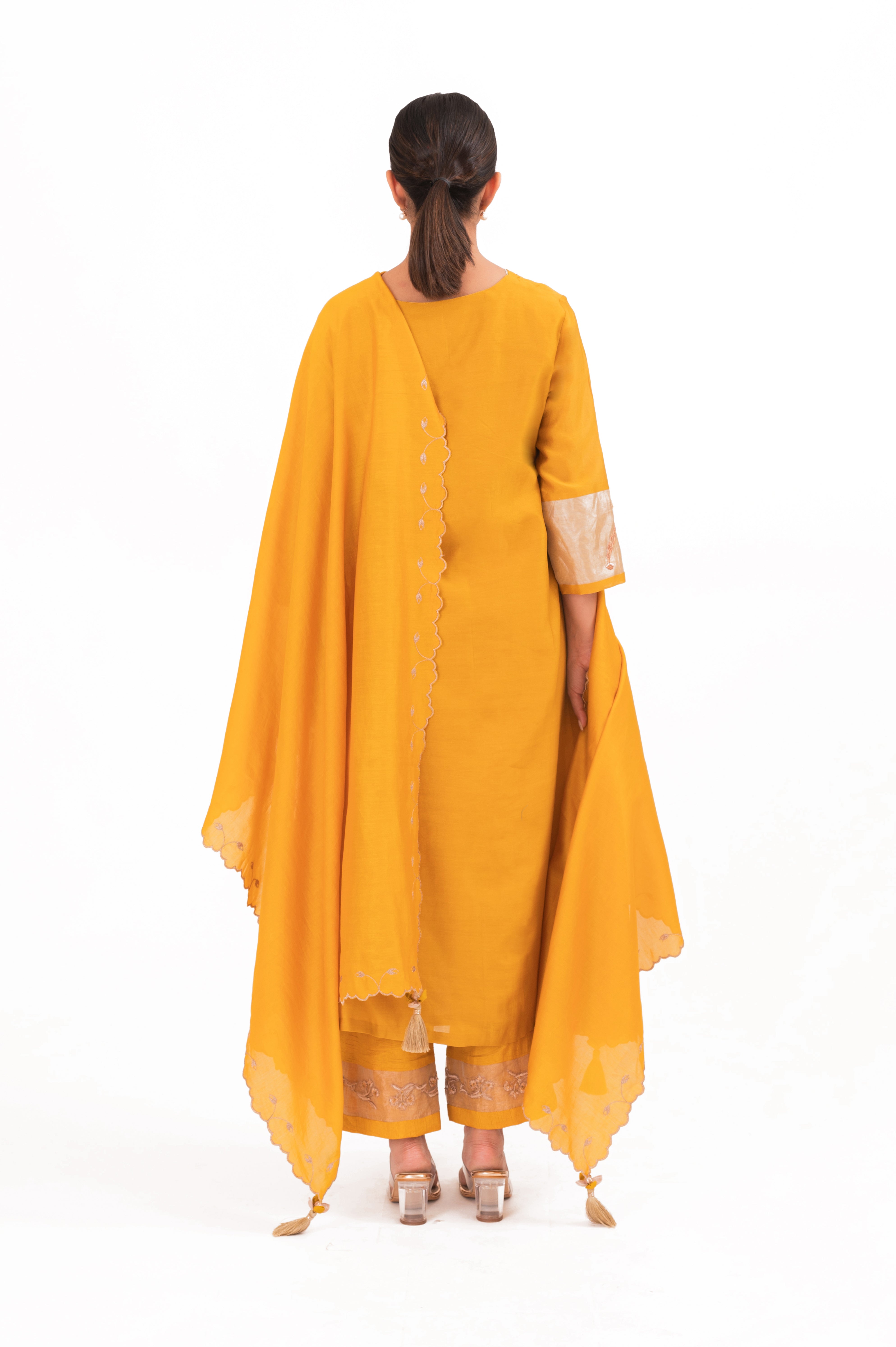 LILA - Golden Yellow - V neckline Kurta Set