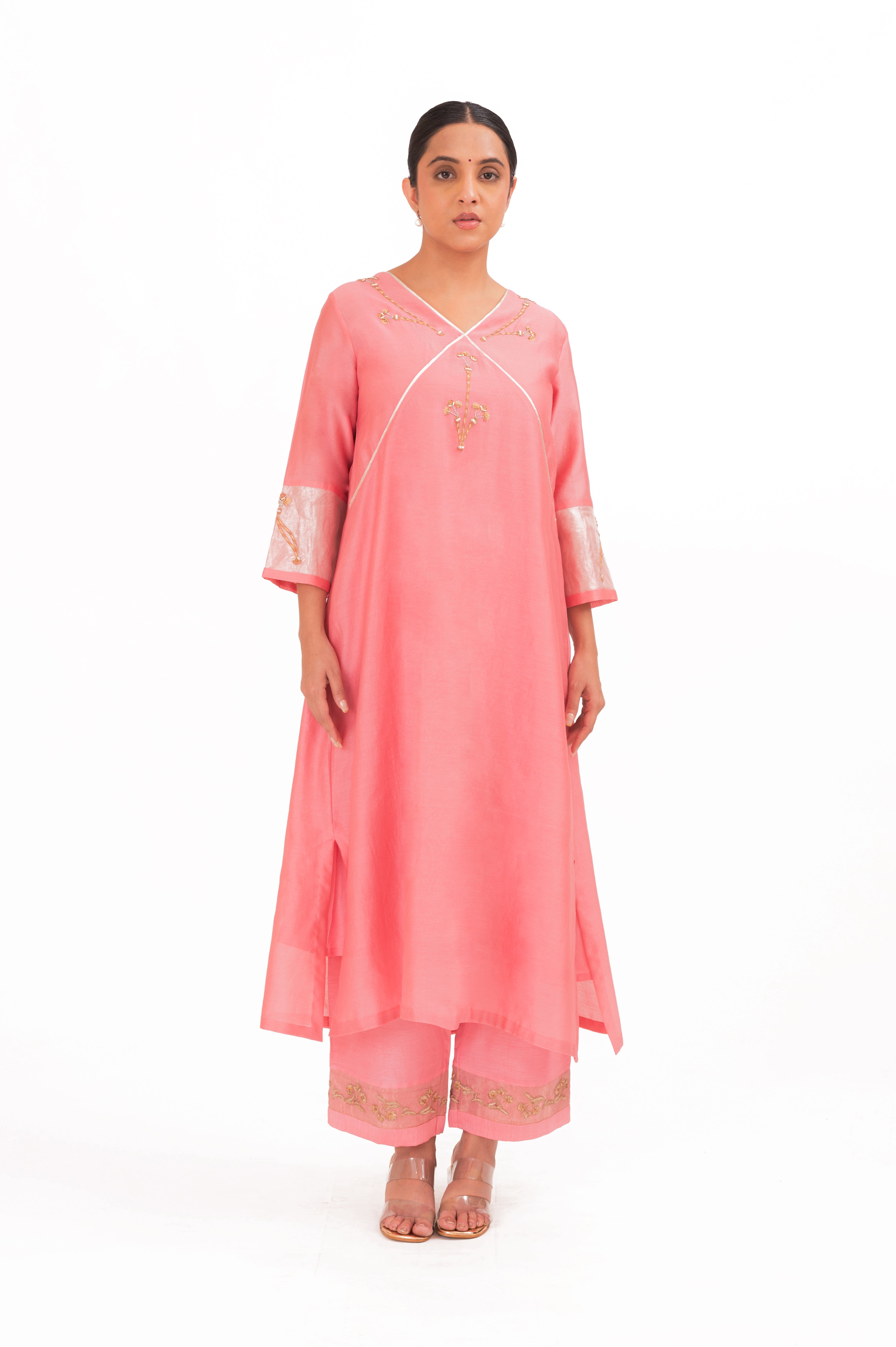 LILA - Lotus Pink - V neckline Kurta Set
