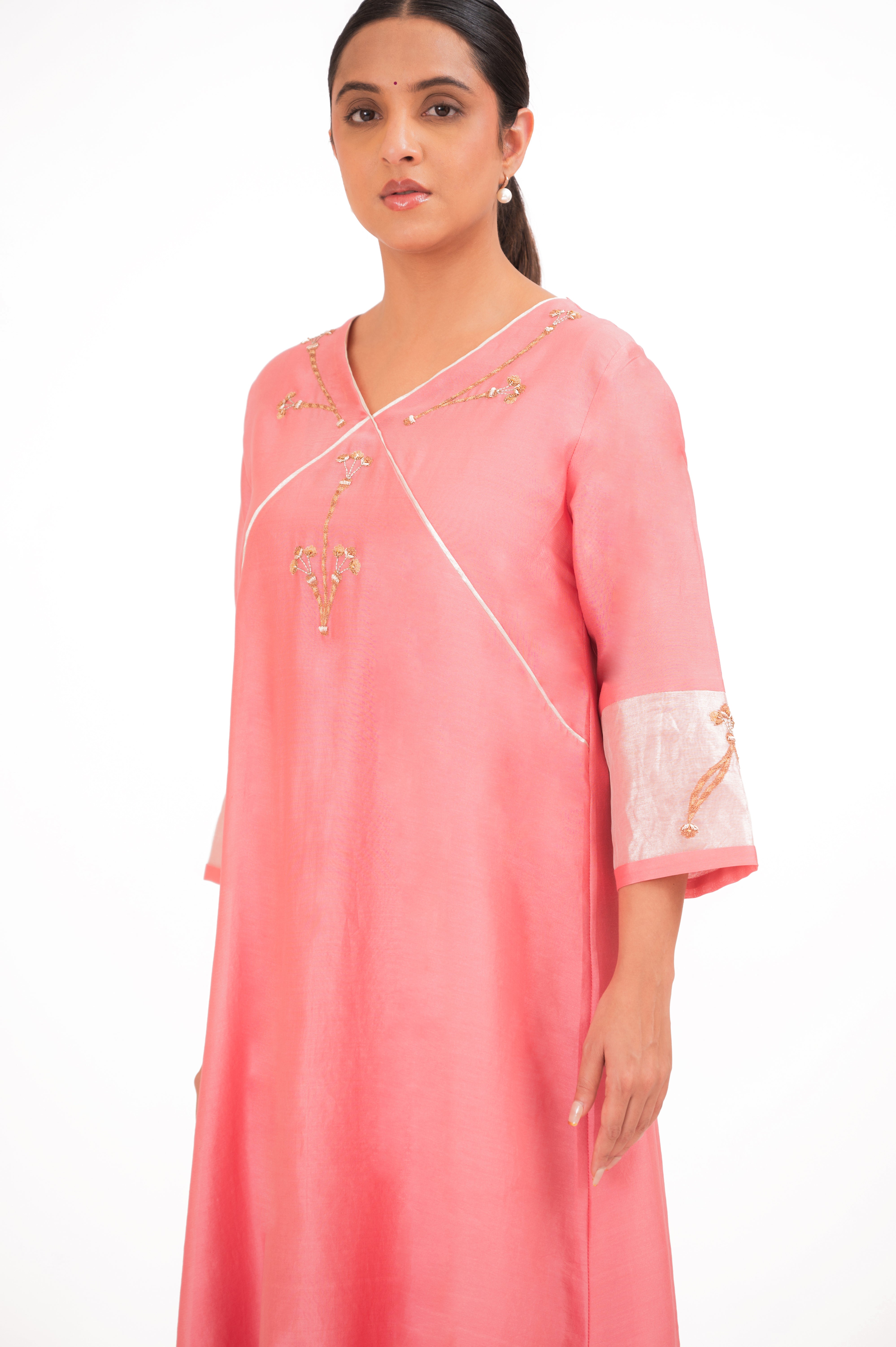 LILA - Lotus Pink - V neckline Kurta Set