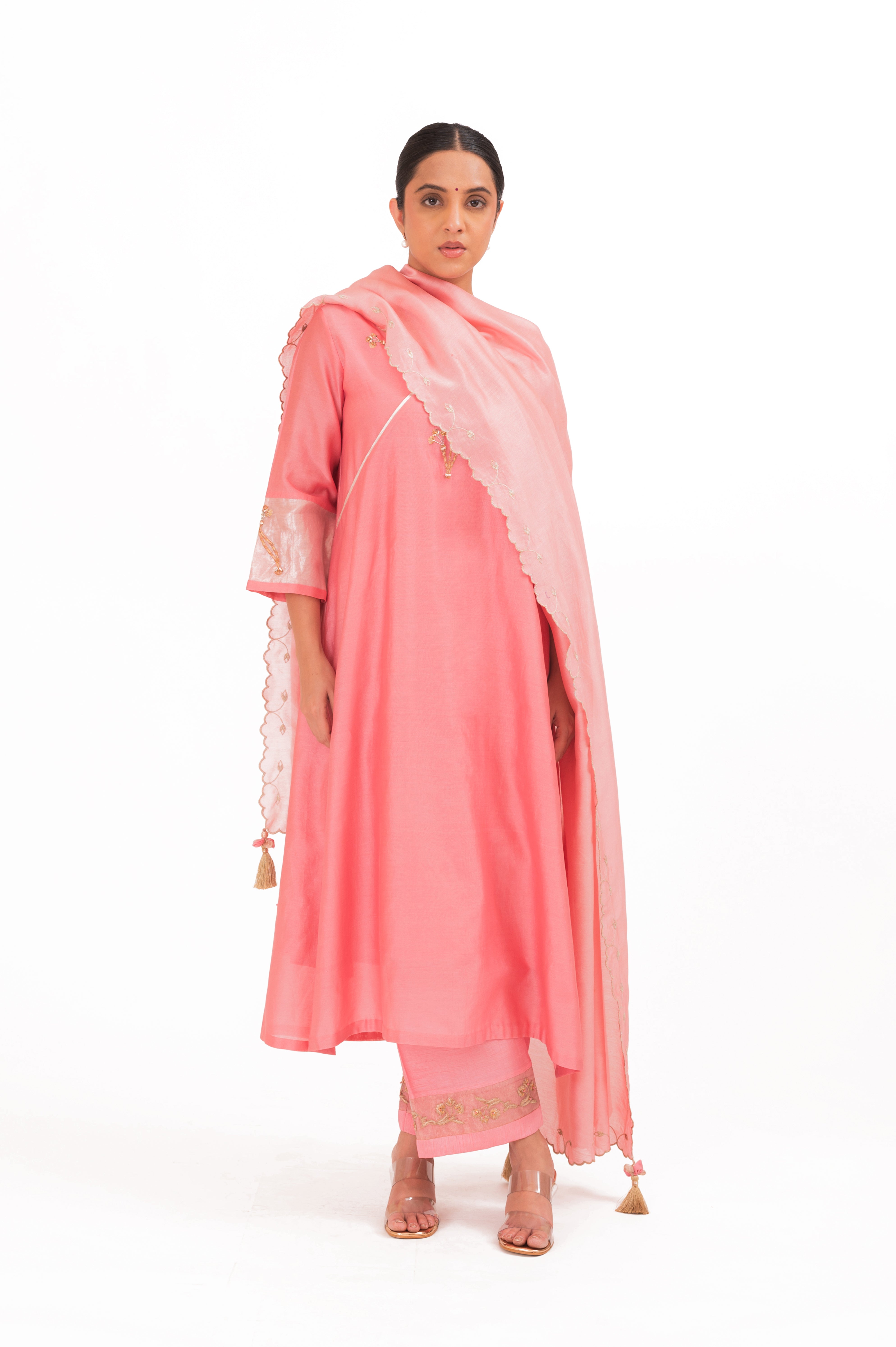 LILA - Lotus Pink - V neckline Kurta Set