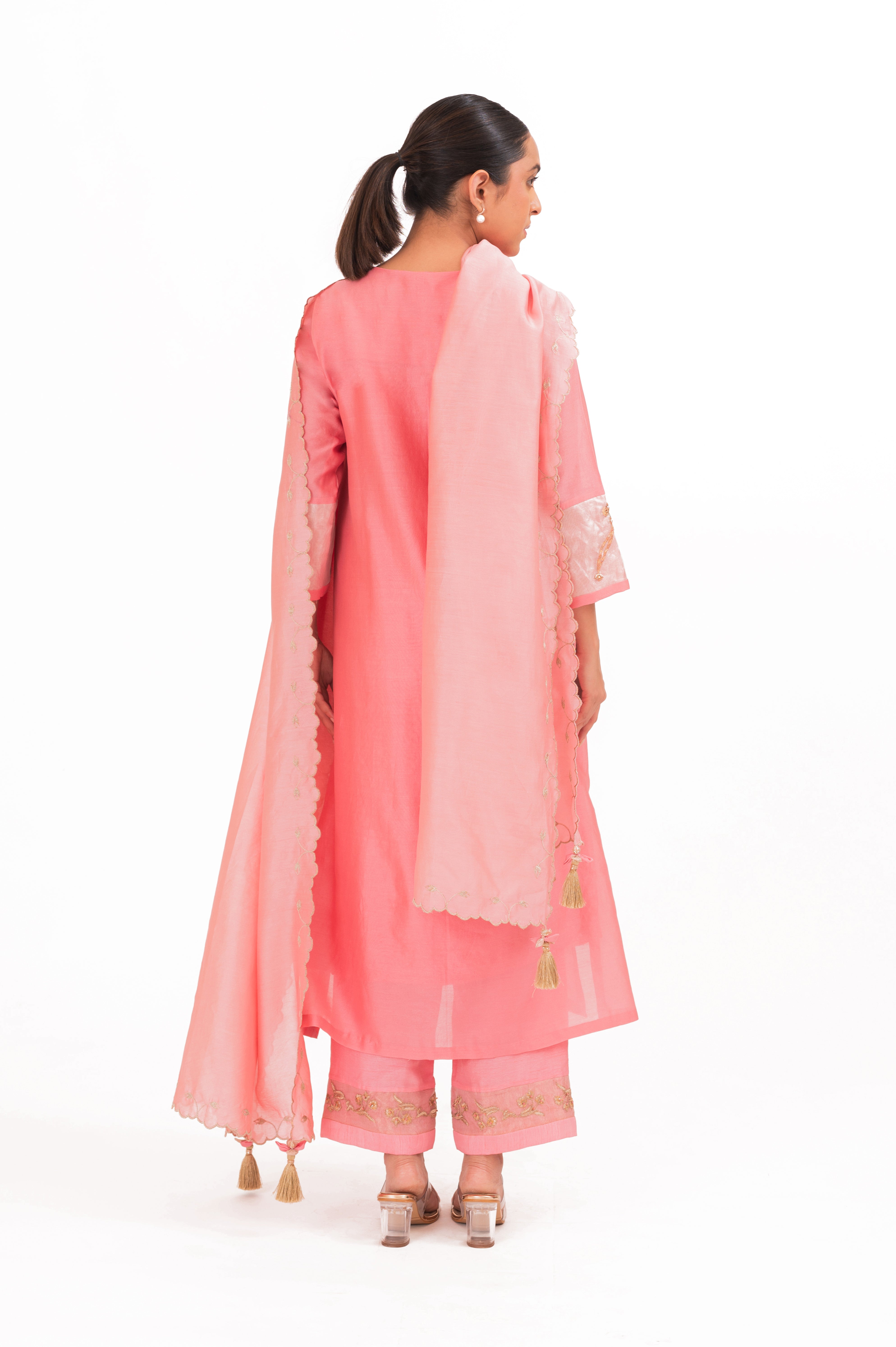 LILA - Lotus Pink - V neckline Kurta Set