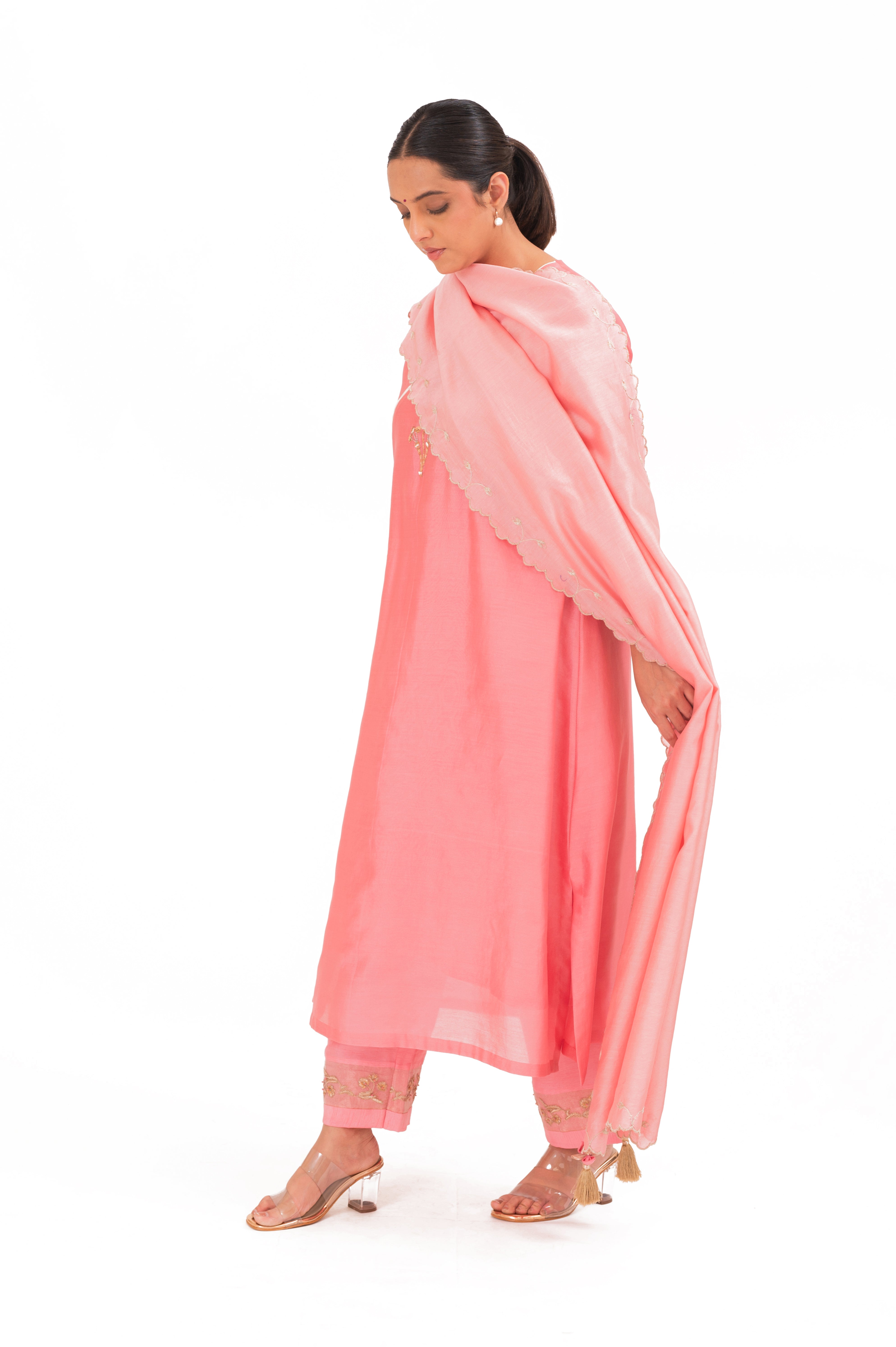 LILA - Lotus Pink - V neckline Kurta Set