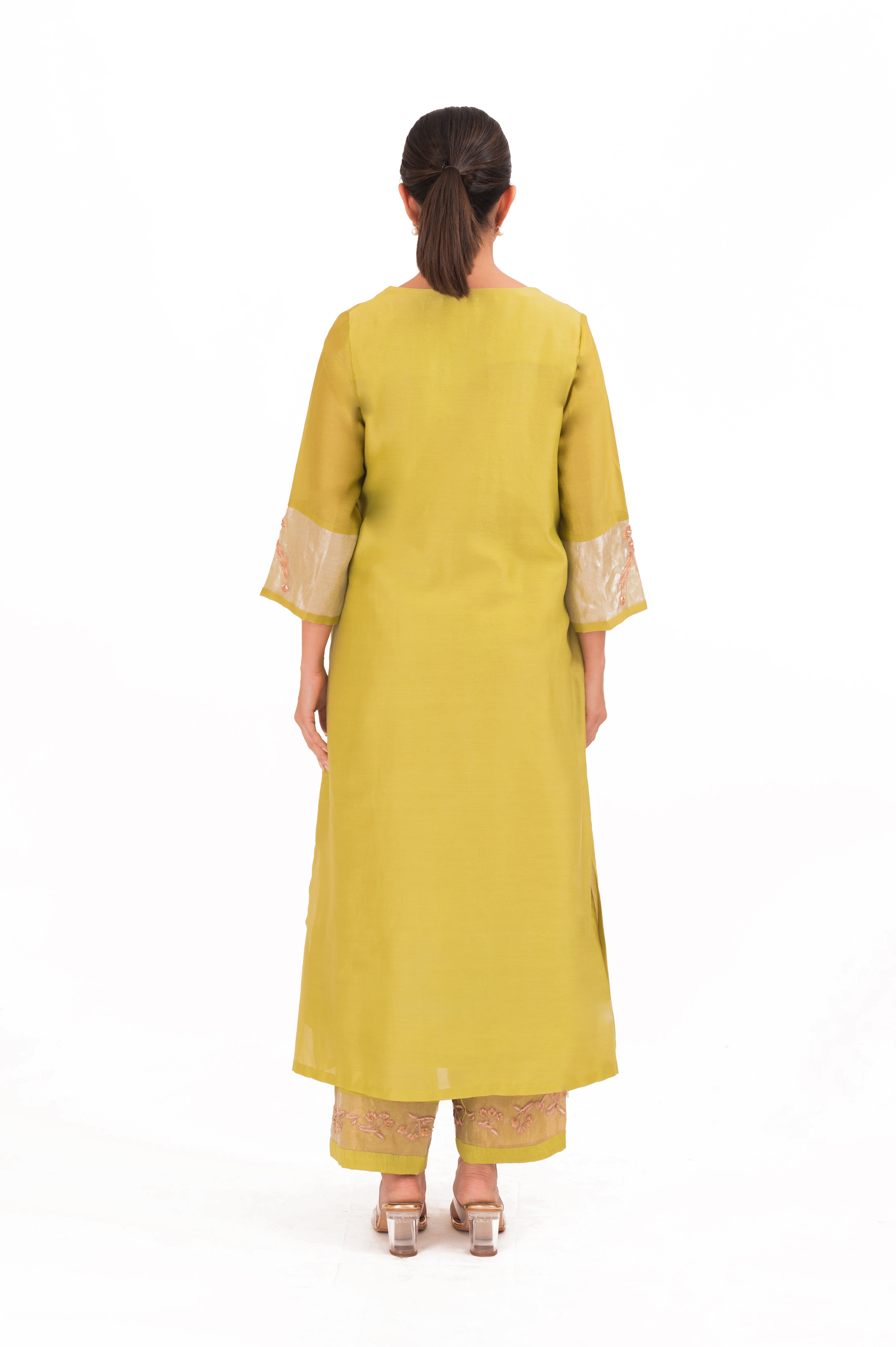 LILA - Lime Green - V neckline Kurta Set