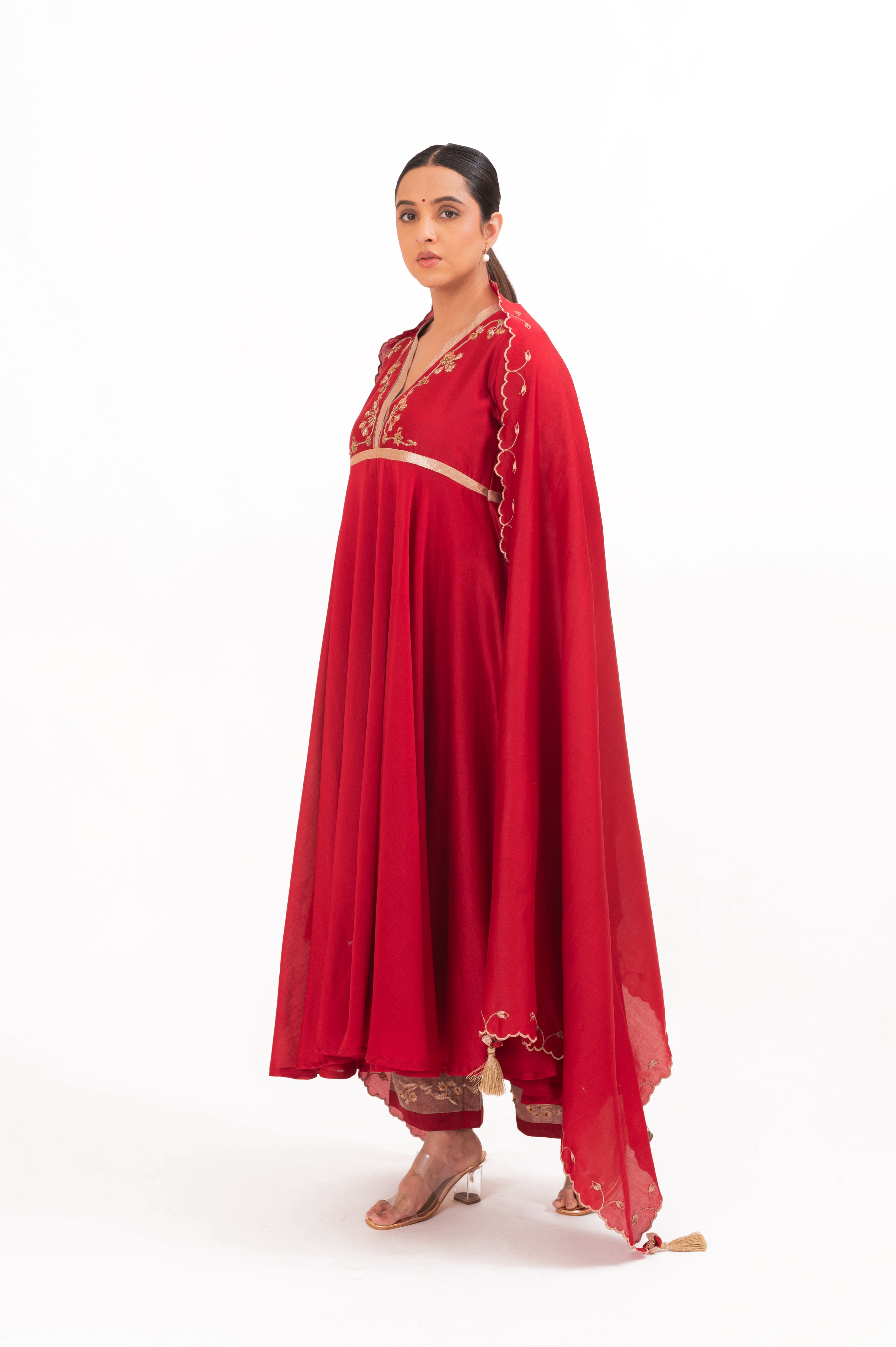 LILA - Crimson Red - Anarkali Set