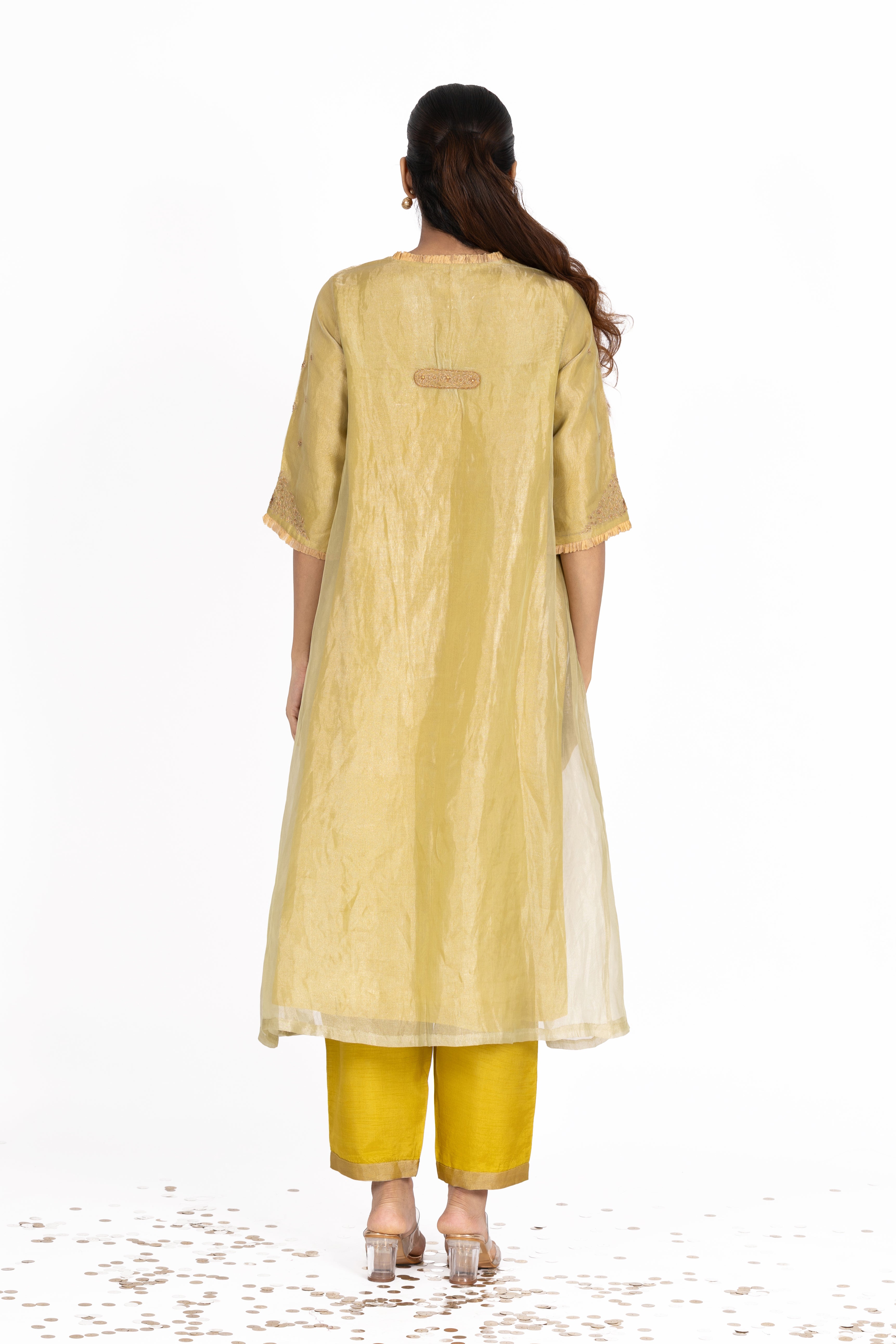 Green Tissue - Gathered - Kurta Set