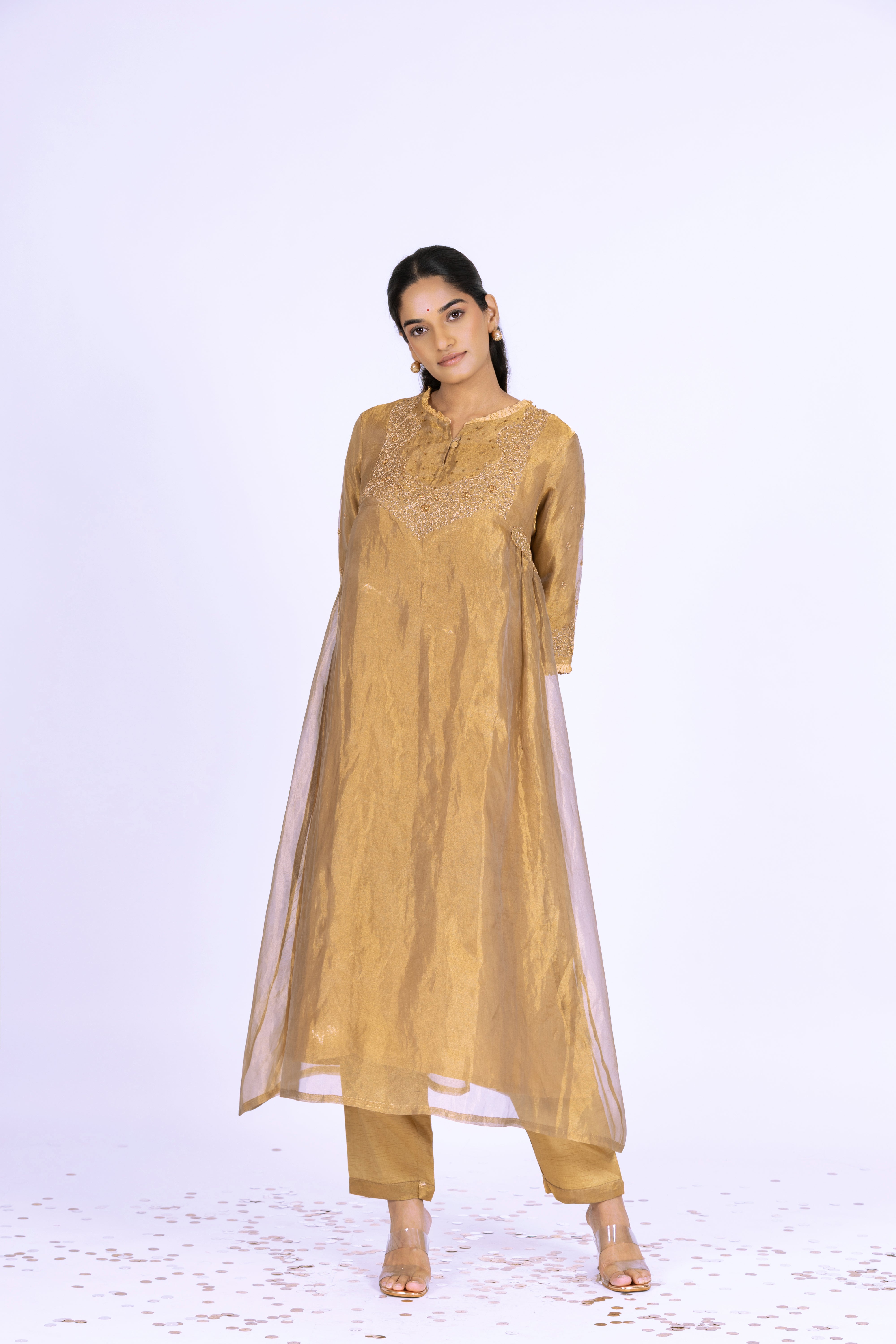 Golden Tissue - Gathered - Kurta Set