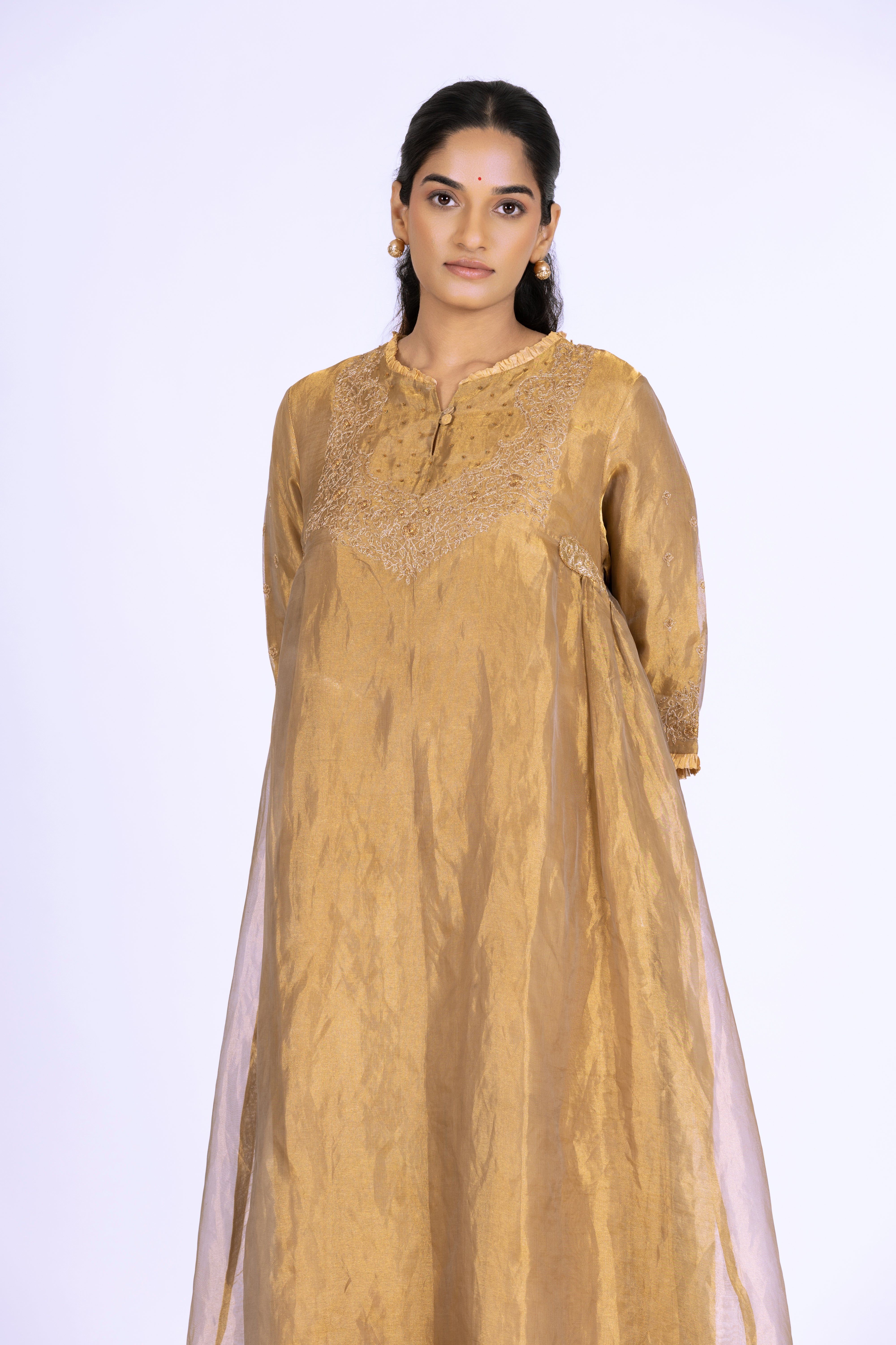 Golden Tissue - Gathered - Kurta Set