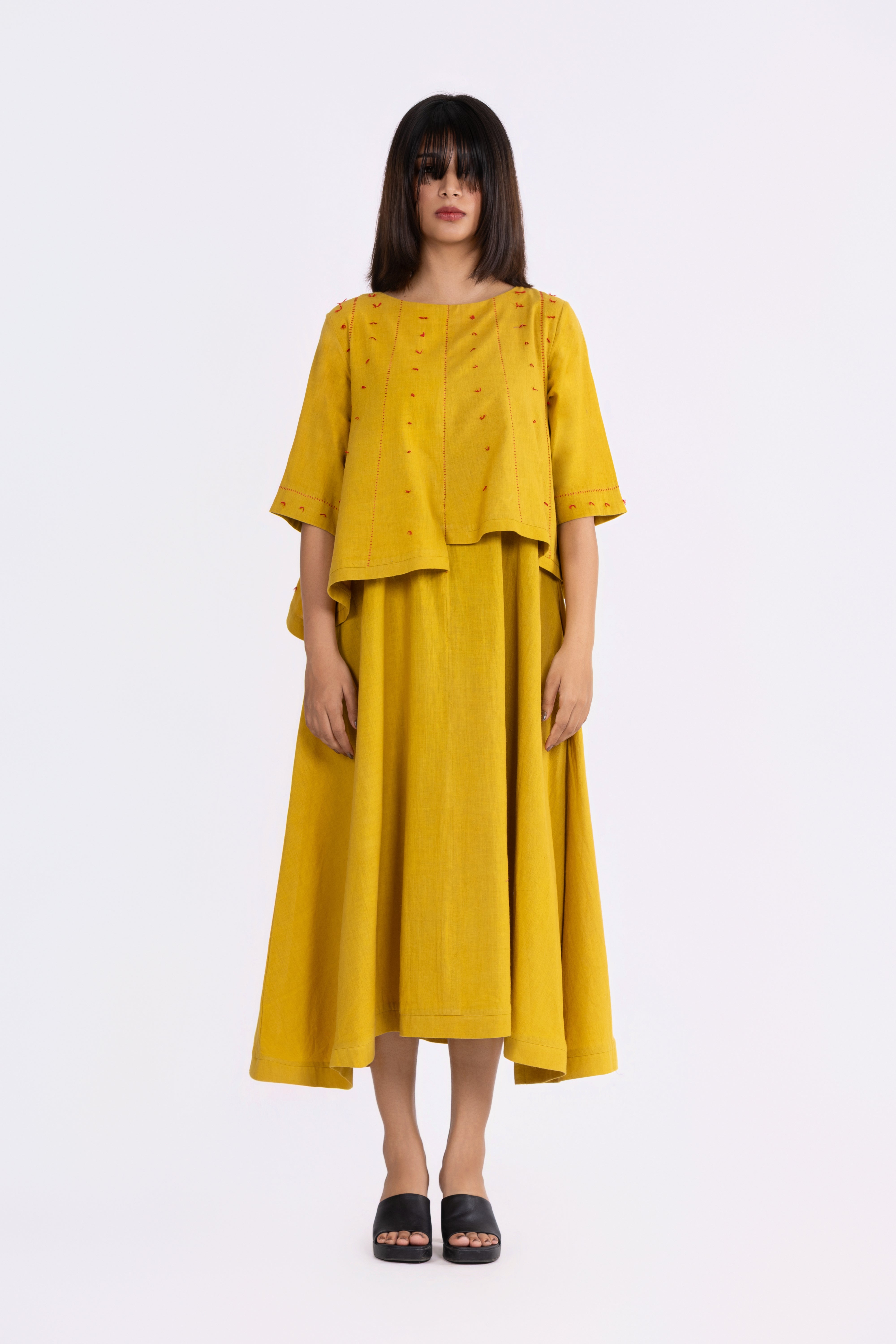 Corn Yellow Layered Dress