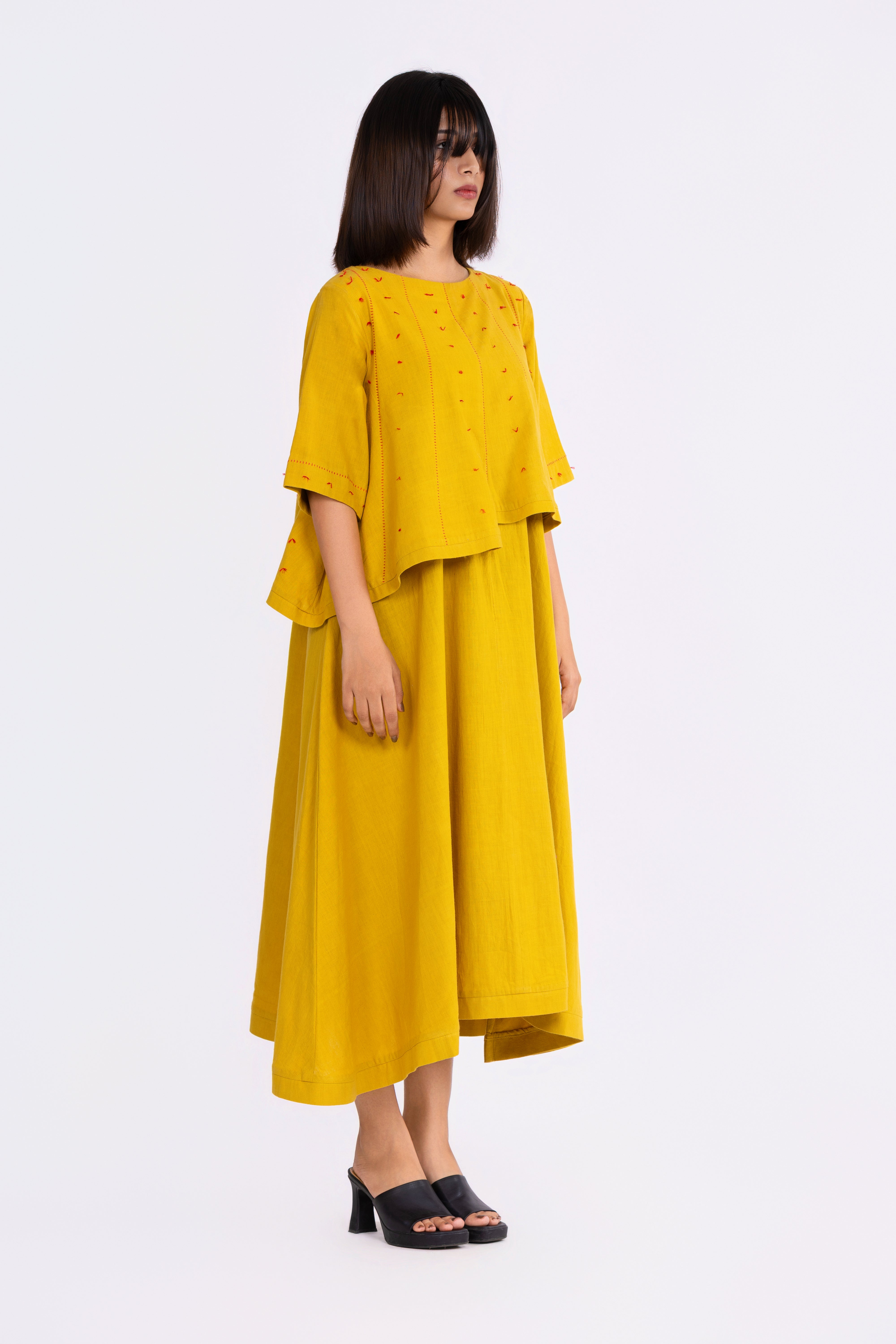 Corn Yellow Layered Dress