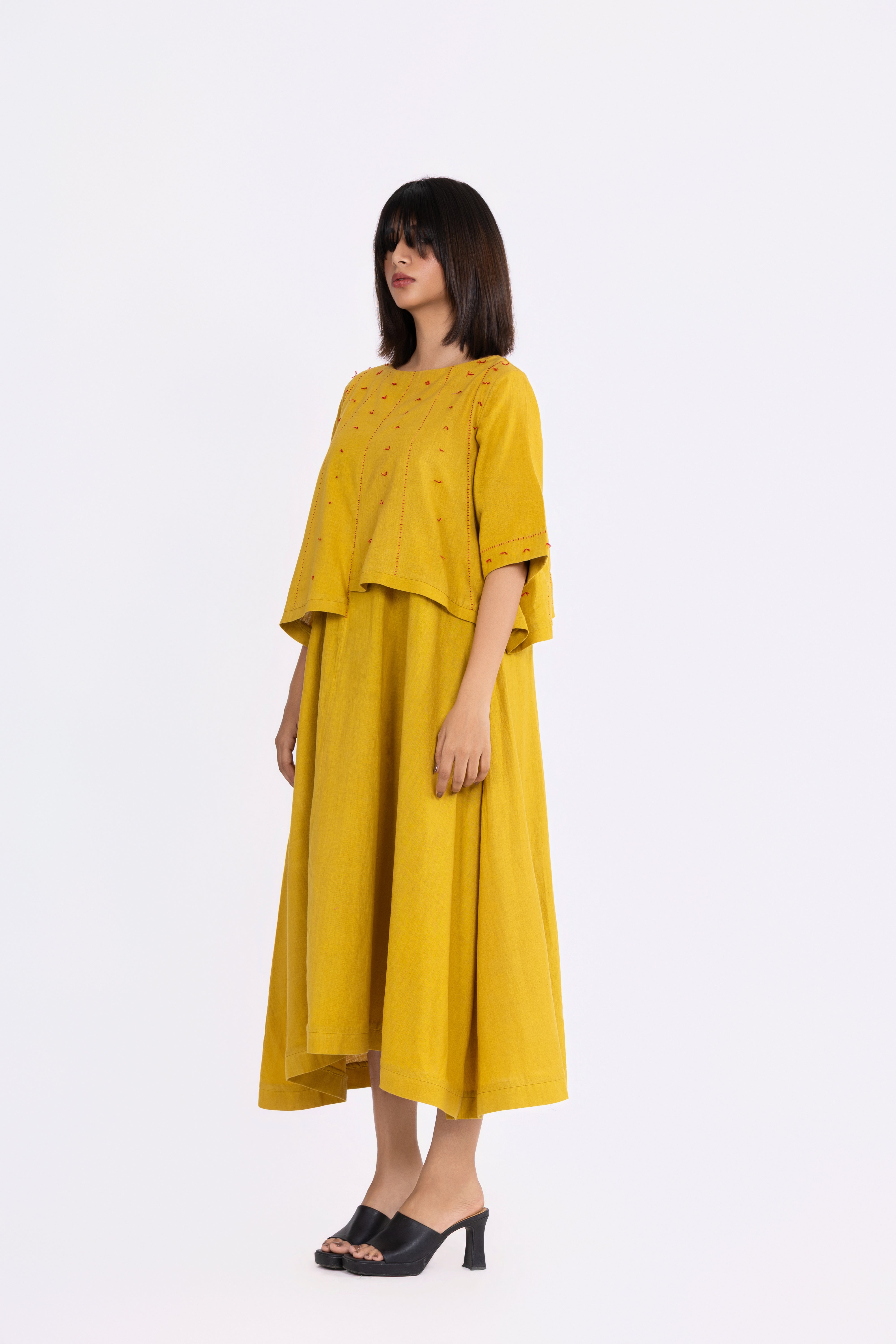 Corn Yellow Layered Dress