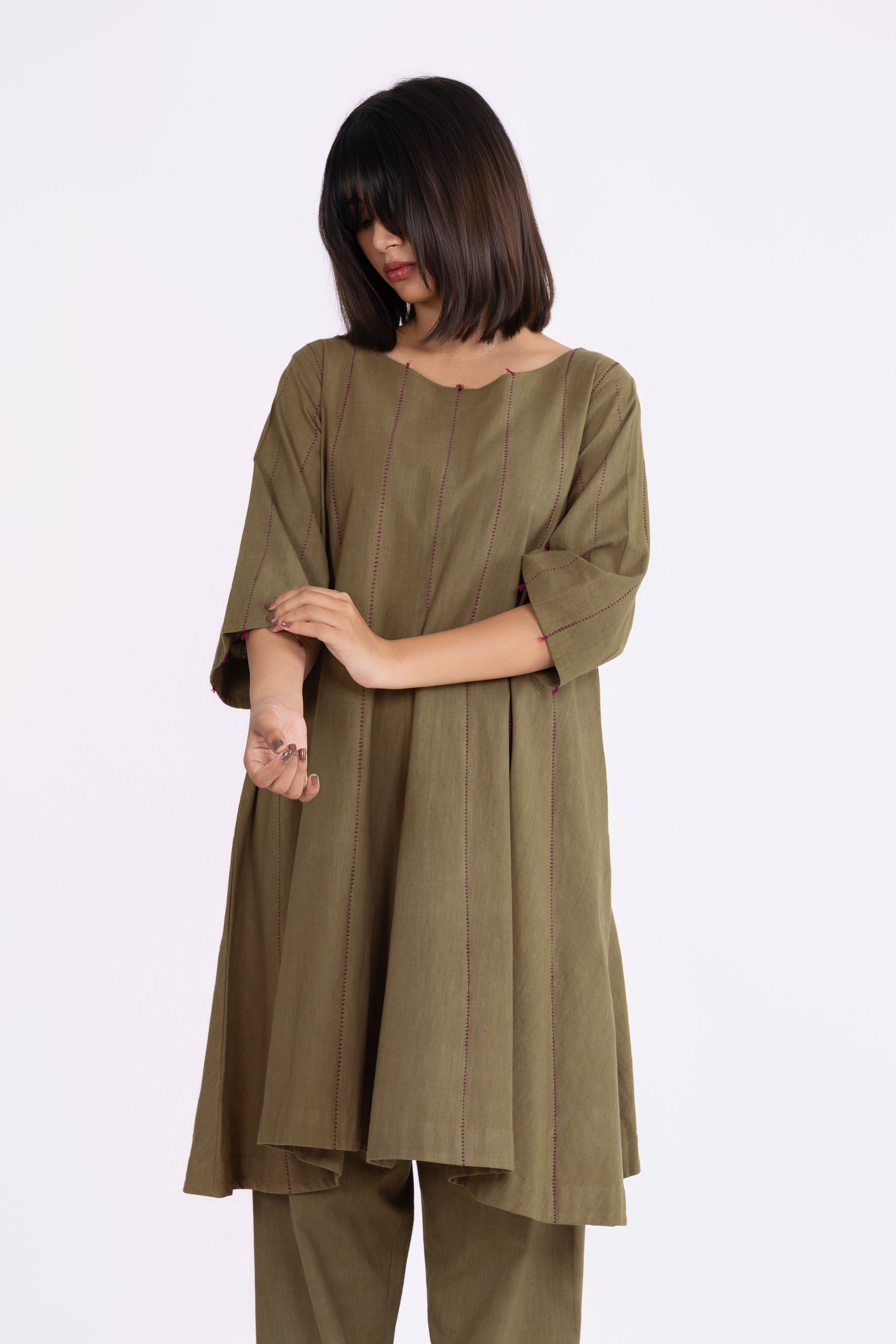 Olive Khakhi Tunic/Dress & Pants Set