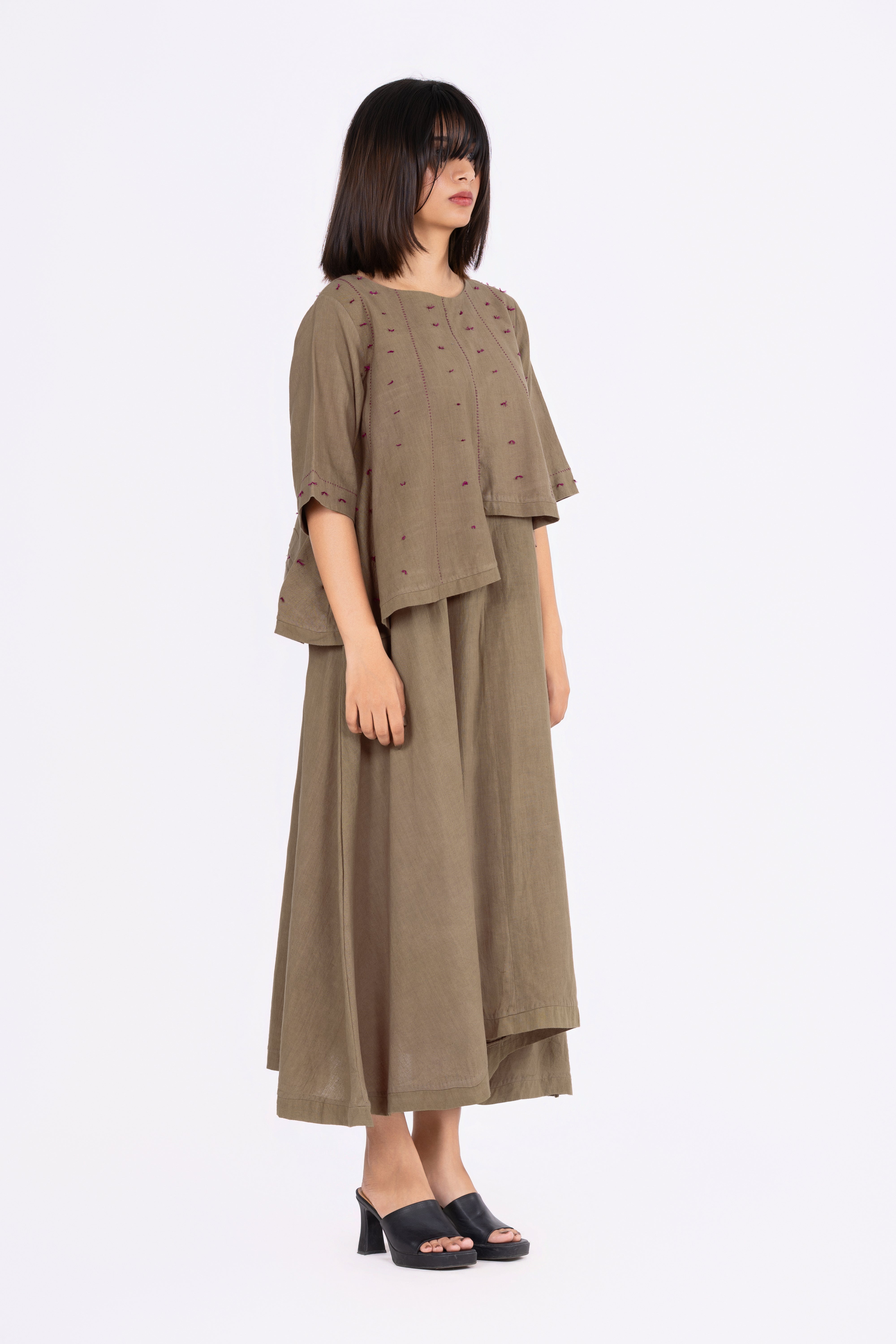 Olive Khakhi Layered Dress
