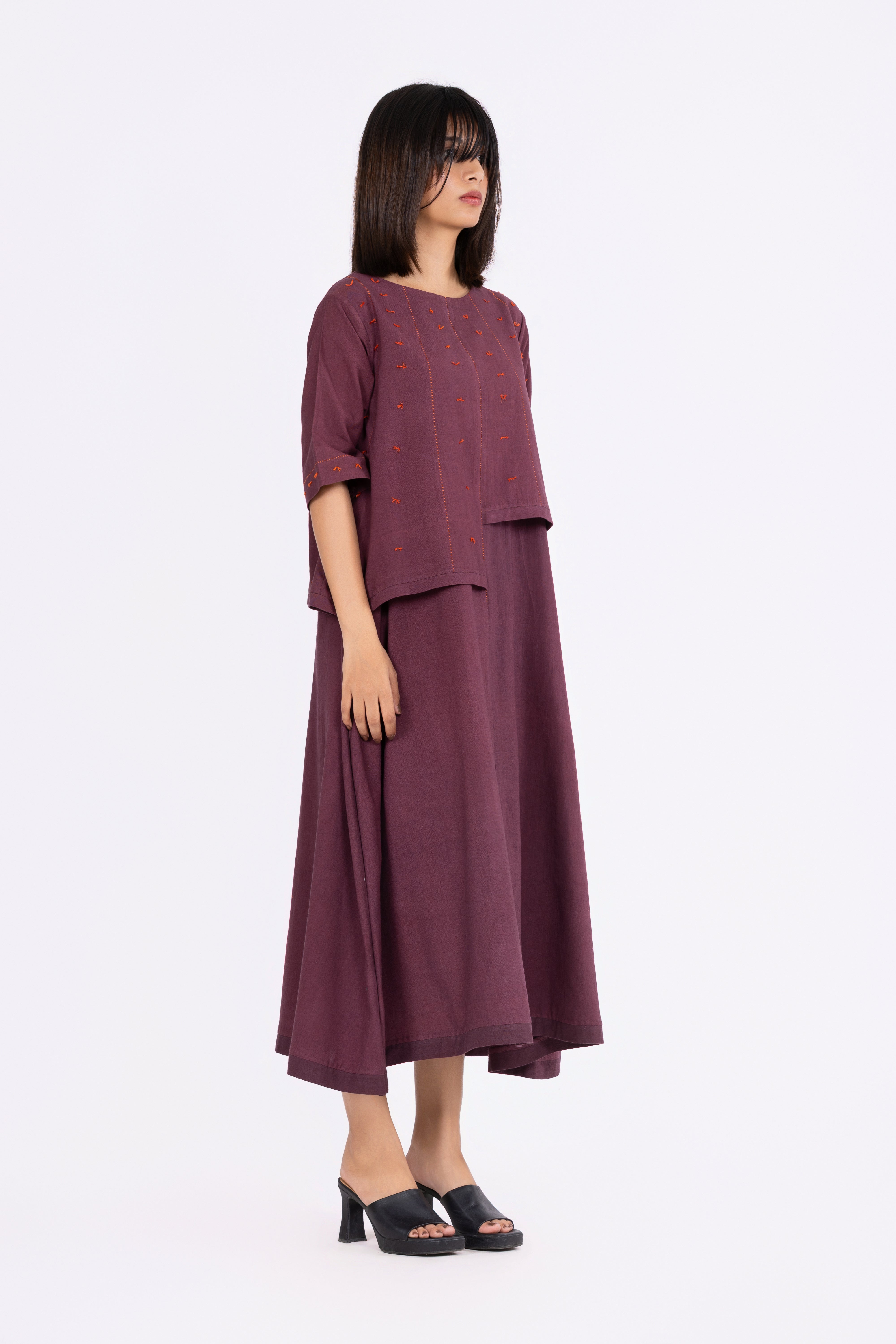 Chestnut Brown Layered Dress