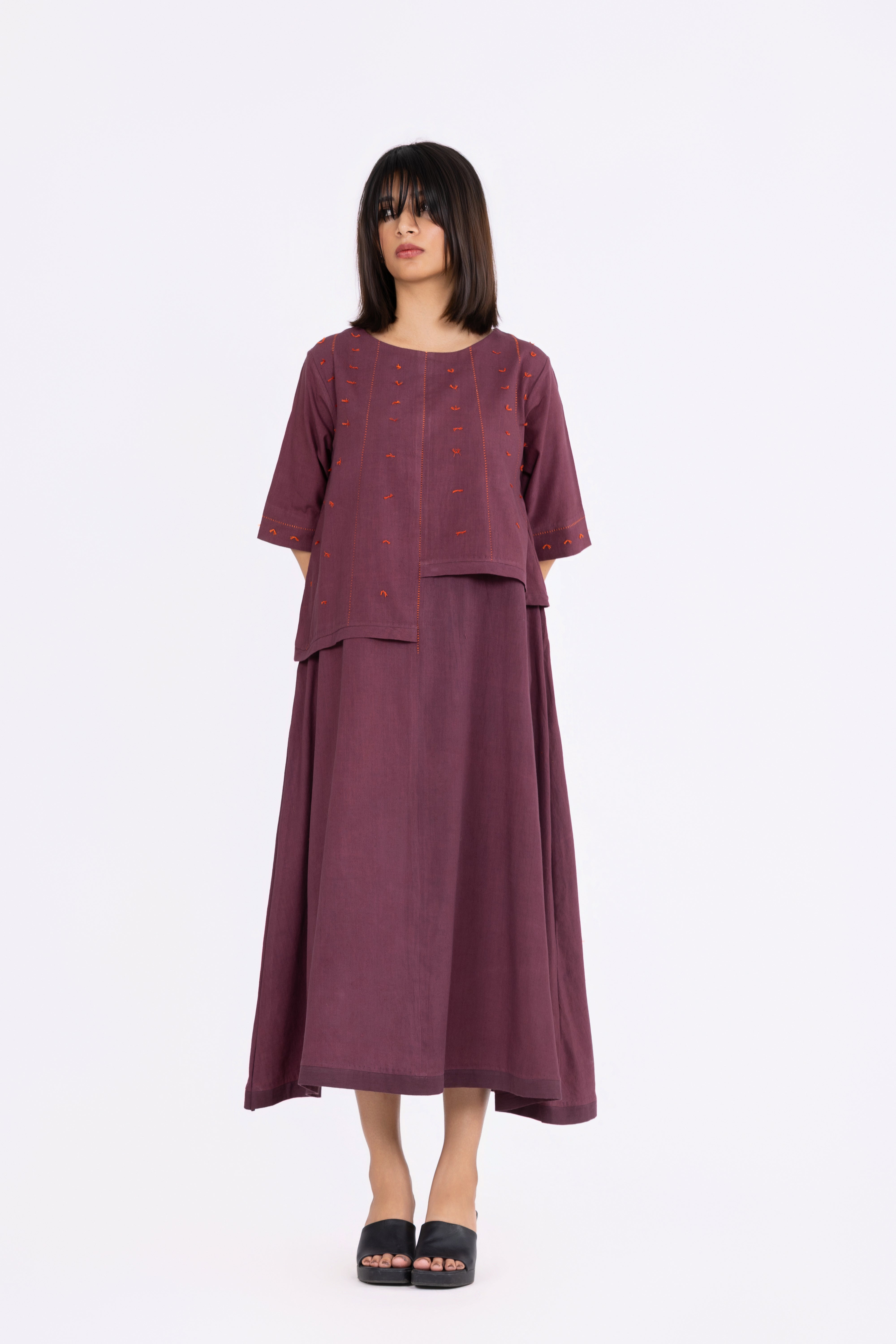 Chestnut Brown Layered Dress