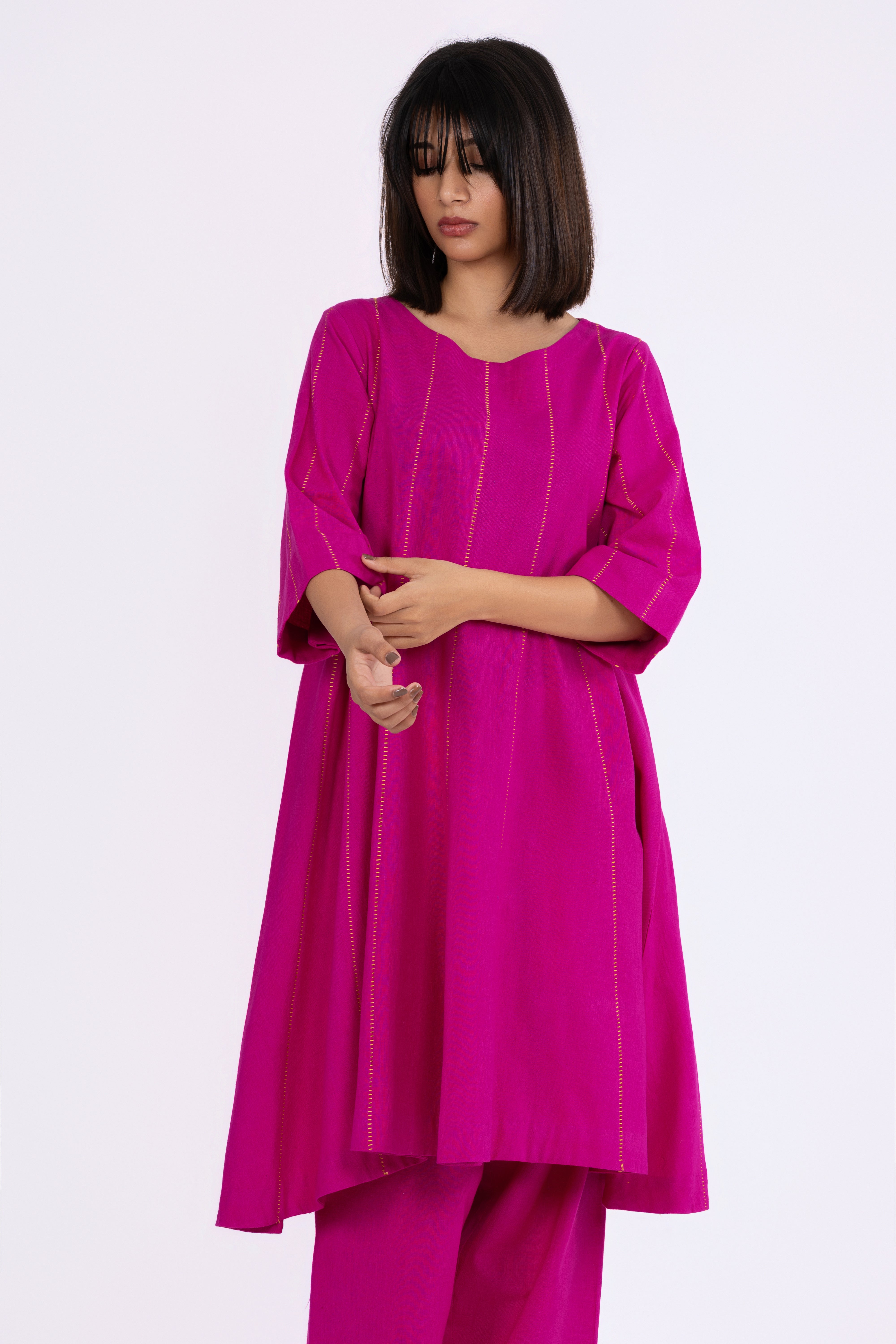 Fuchsia Tunic/Dress & Pants Set