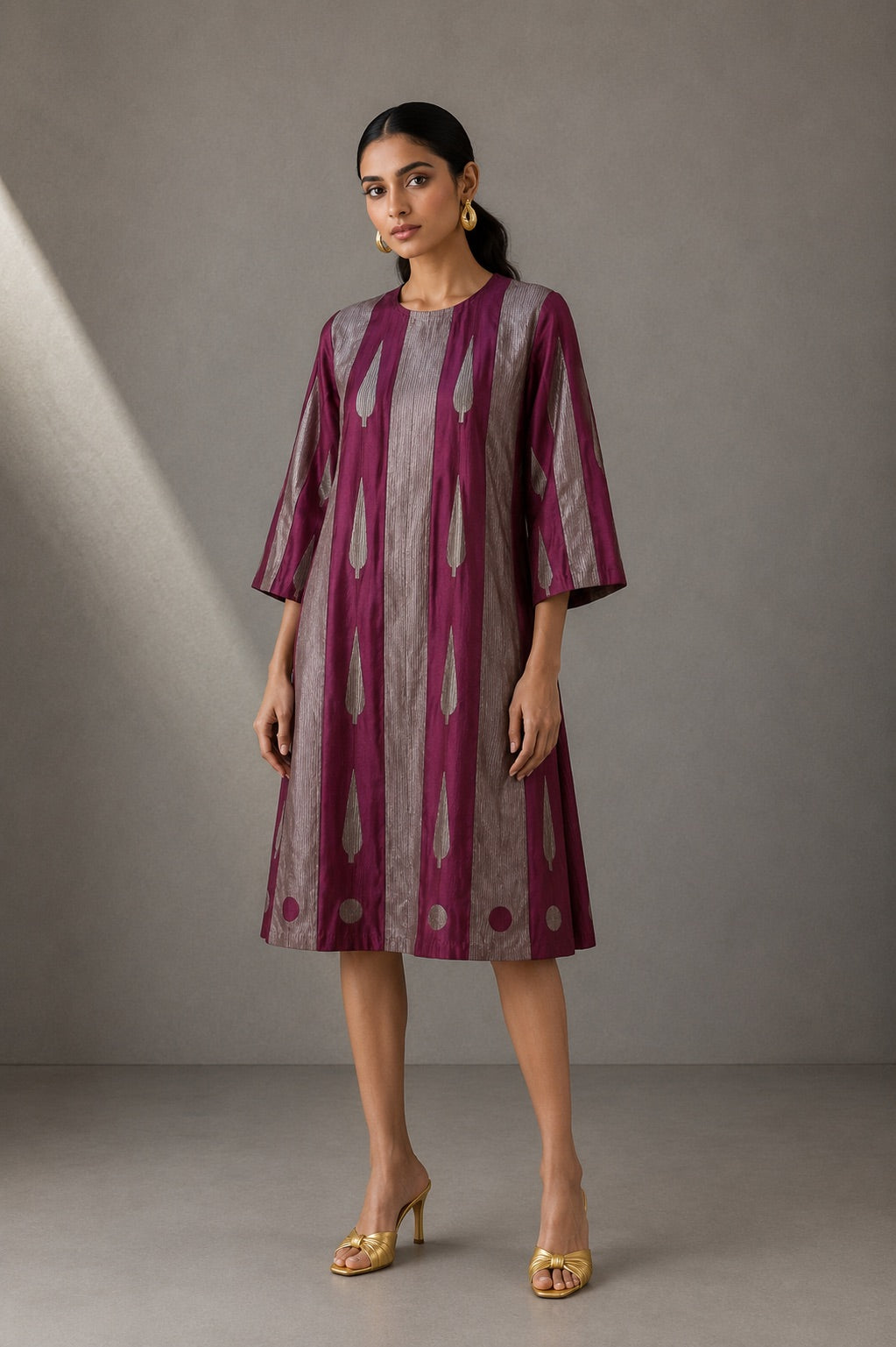Panelled Short Dress - Mauve