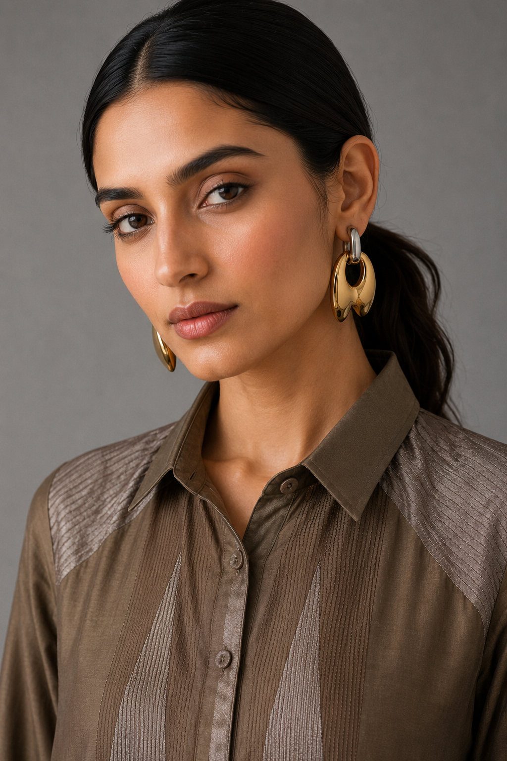 Collared Long Shirt / Shirt Dress - Ekru