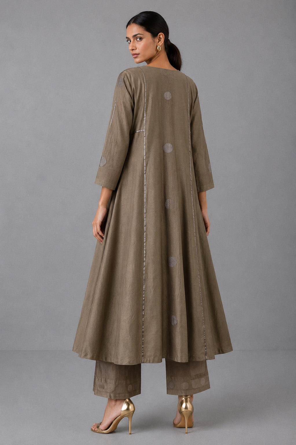 Kalidaar - Ekru Kurta Set